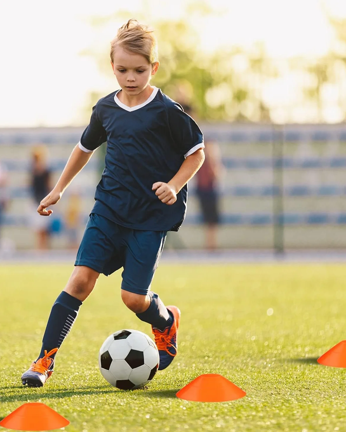 Plots Entrainement Football Cône Disque avec Support Rangement 50 Pcs