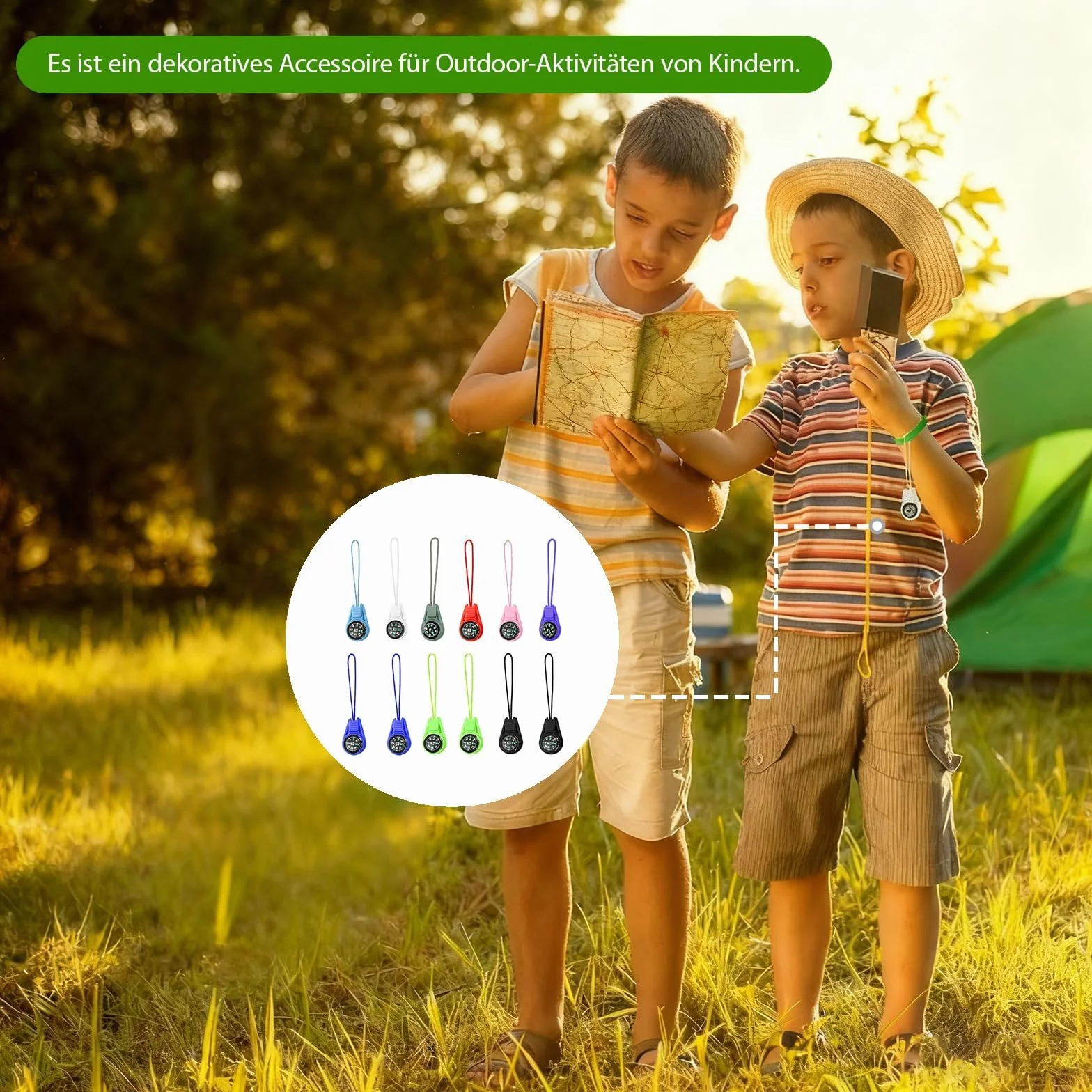 Boussole de Survie Mini 12 PCS Multicolore pour Enfants Randonnée Camping