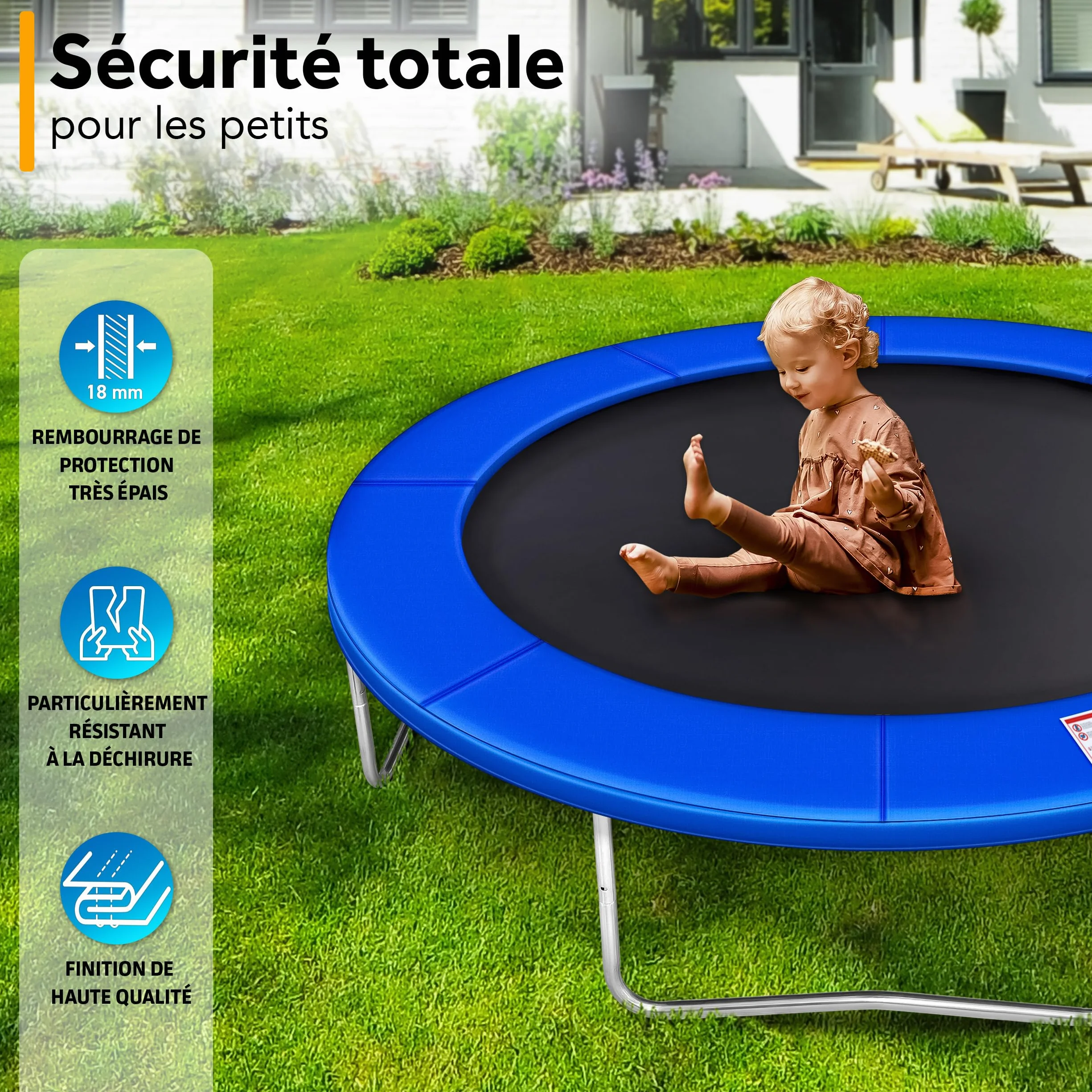 KIDUKU Coussin de Protection pour Trampoline 244 305 366 427 cm Rembourrage résistant aux intempéries UV Gel