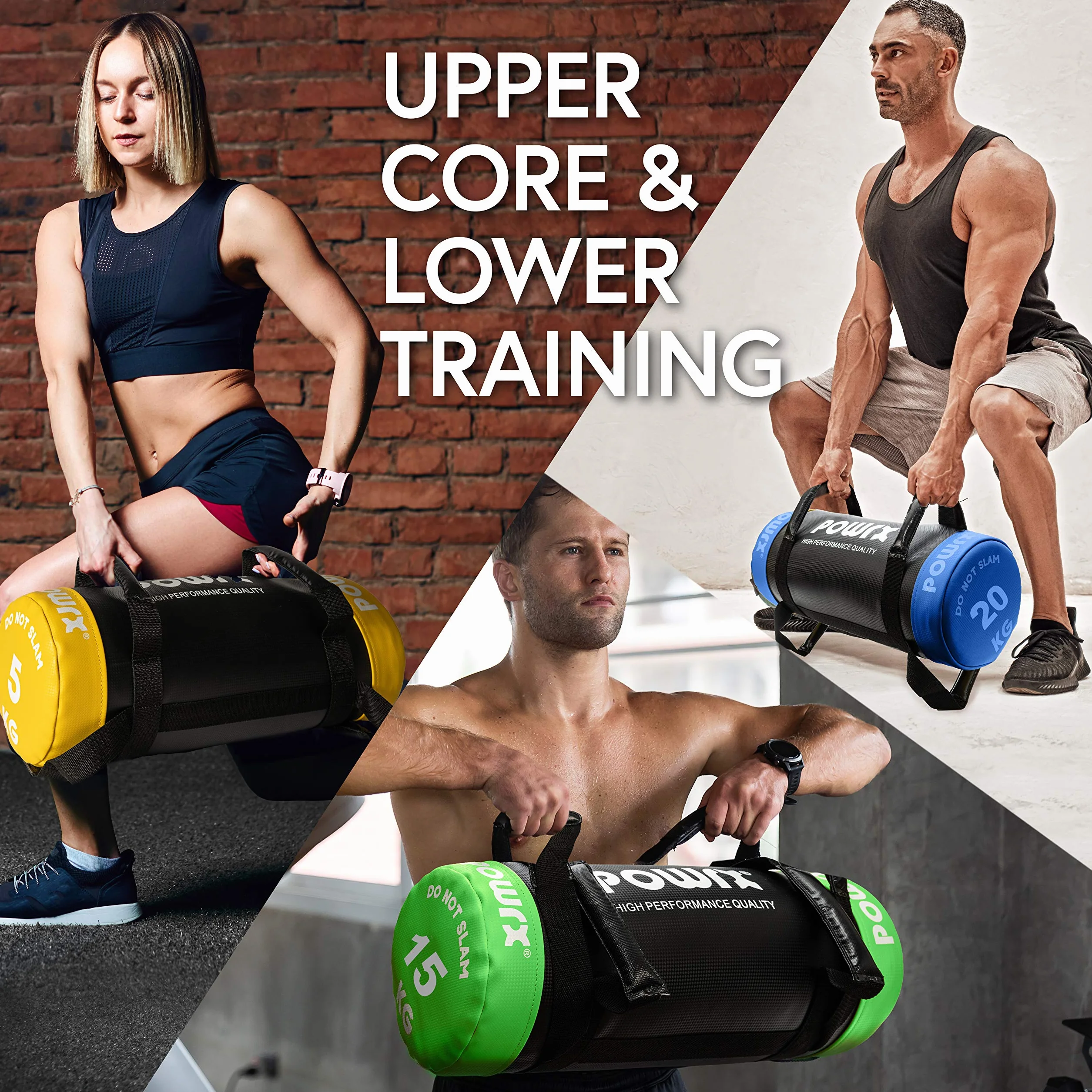 POWRX Sac de Fitness en Cuir Synthétique 5-30 kg pour Entraînement Fonctionnel