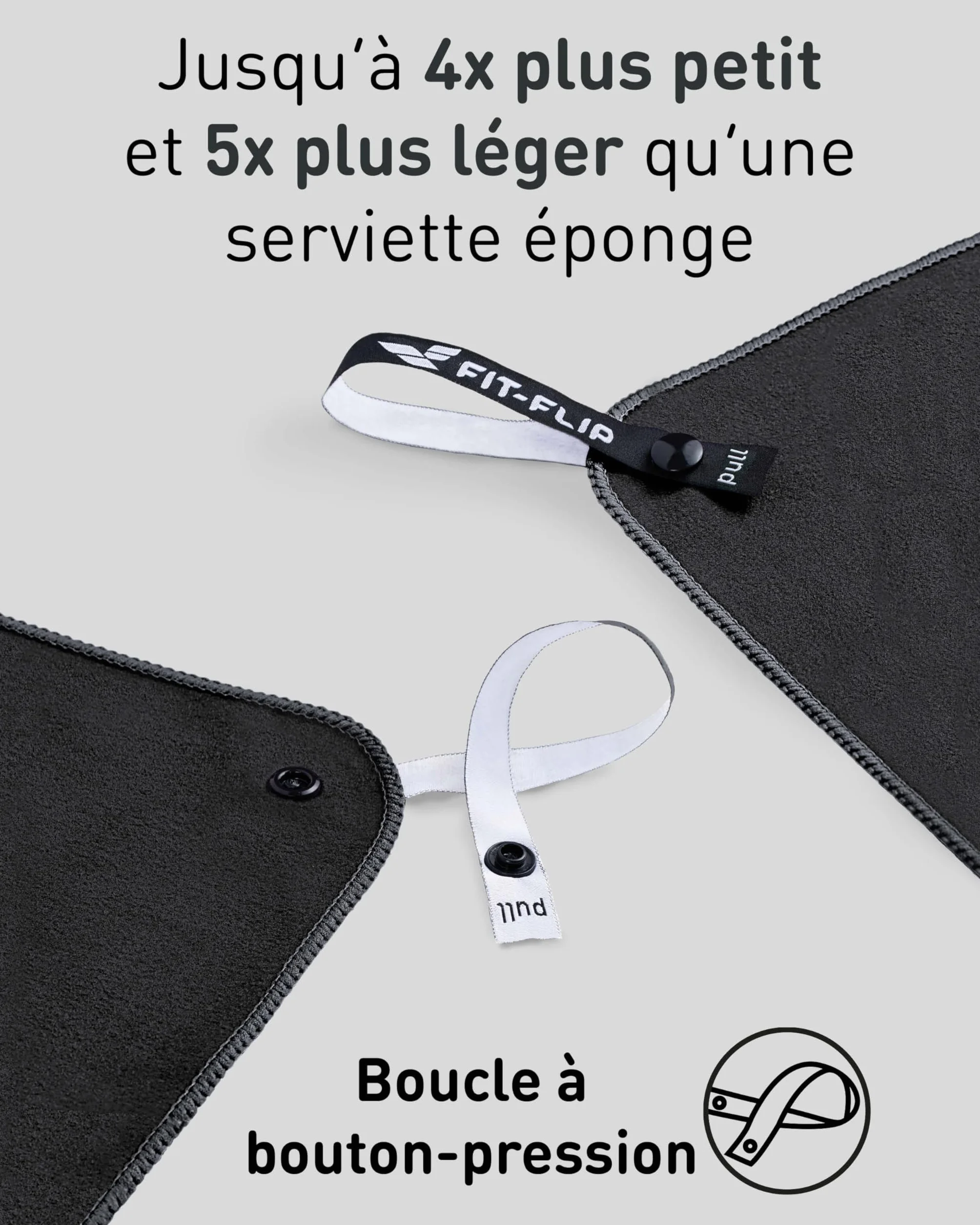 Fit-Flip Serviette Microfibre Sport Musculation Piscine Compacte Ultra-légère Rapidement Sèche