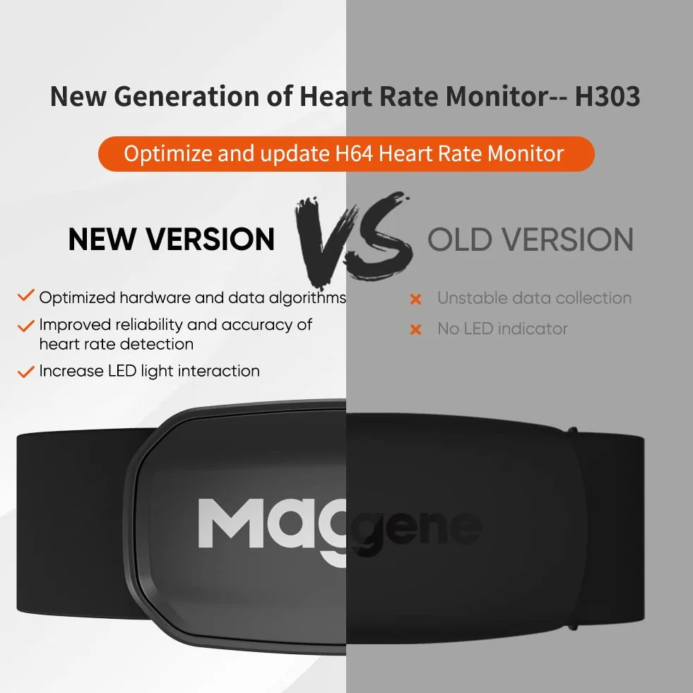 Magene H303 Heart Rate Monitor Chest Strap Ant+ Bluetooth iOS Android