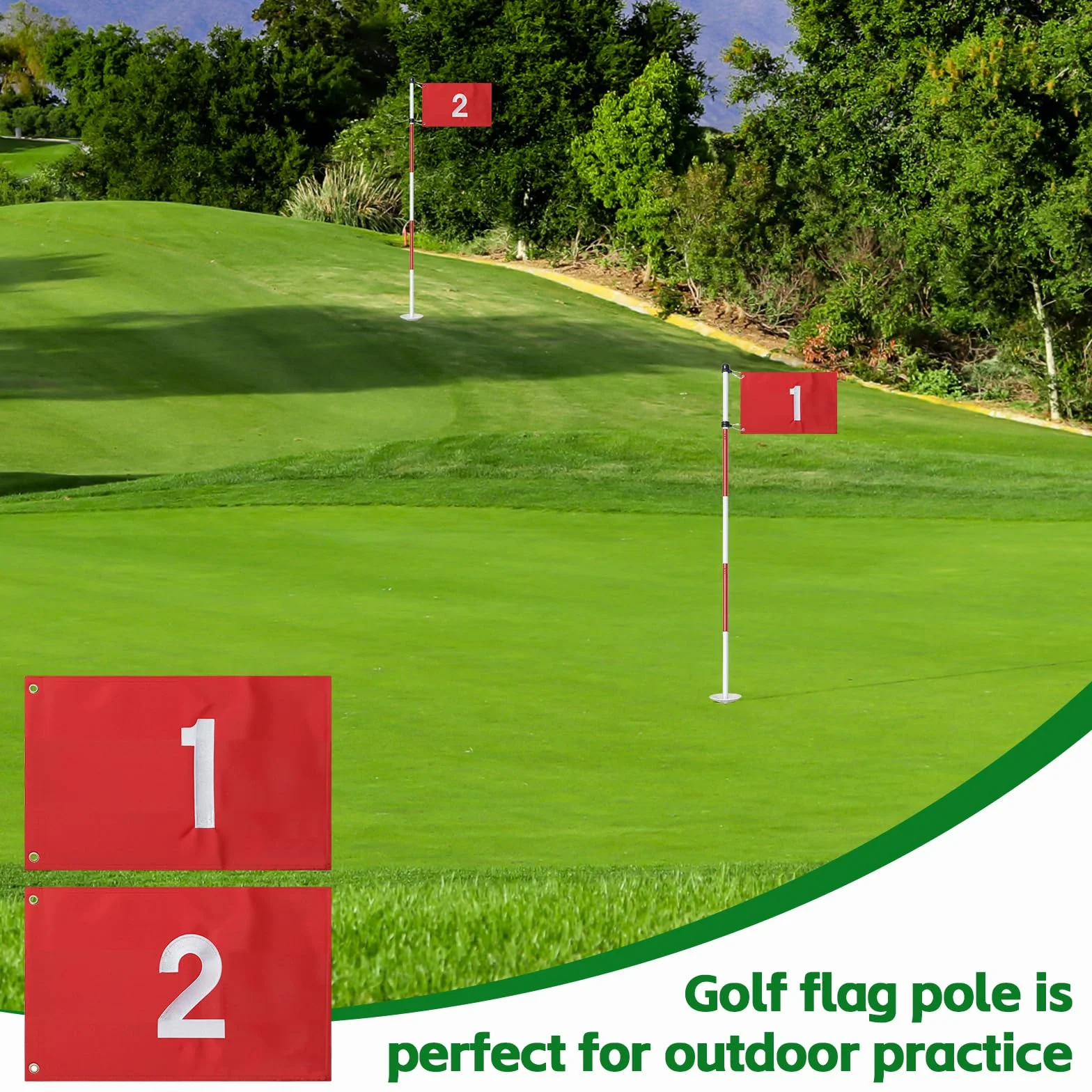 Mât de Drapeau de Golf 188 cm Nylon avec 5 Pièces Amovibles pour Jardin et Putting