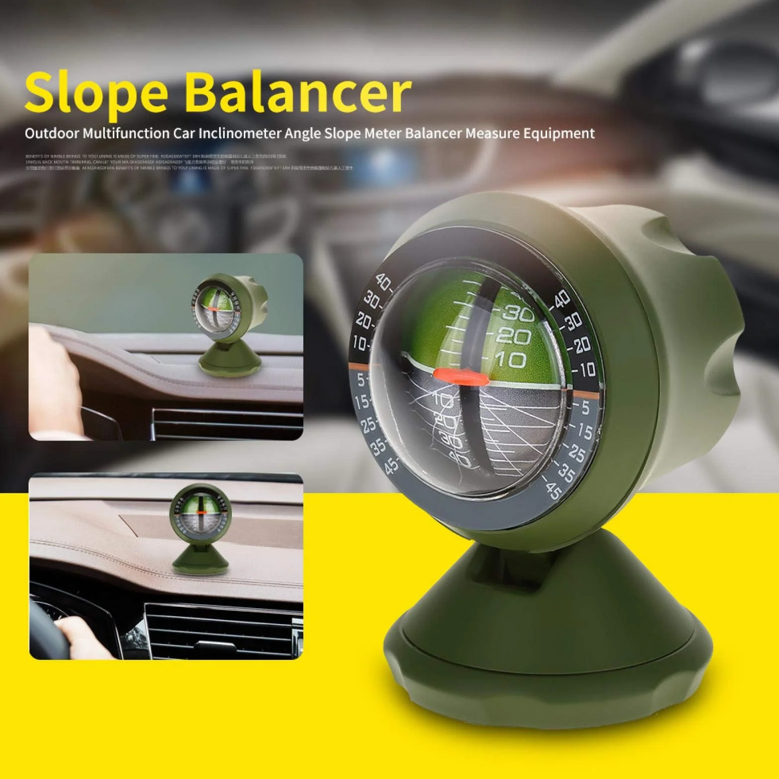 Tbest Inclinomètre de Voiture, équipement de Mesure d'angle Multifonction extérieur