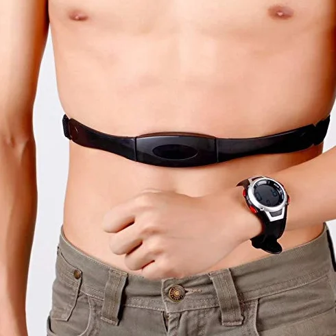 Montre de sport étanche 3 mètres moniteur fréquence cardiaque sans fil alarme rétroéclairée Noir