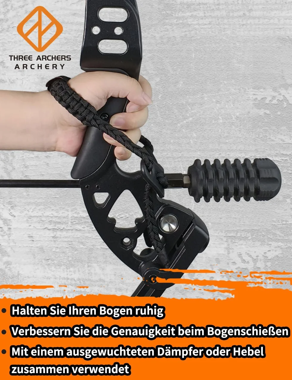 THREE ARCHERS Sangle de poignet réglable pour tir à l'arc - Stabilisateur d'arc et dragonne - Accessoire de chasse et cible - Noir