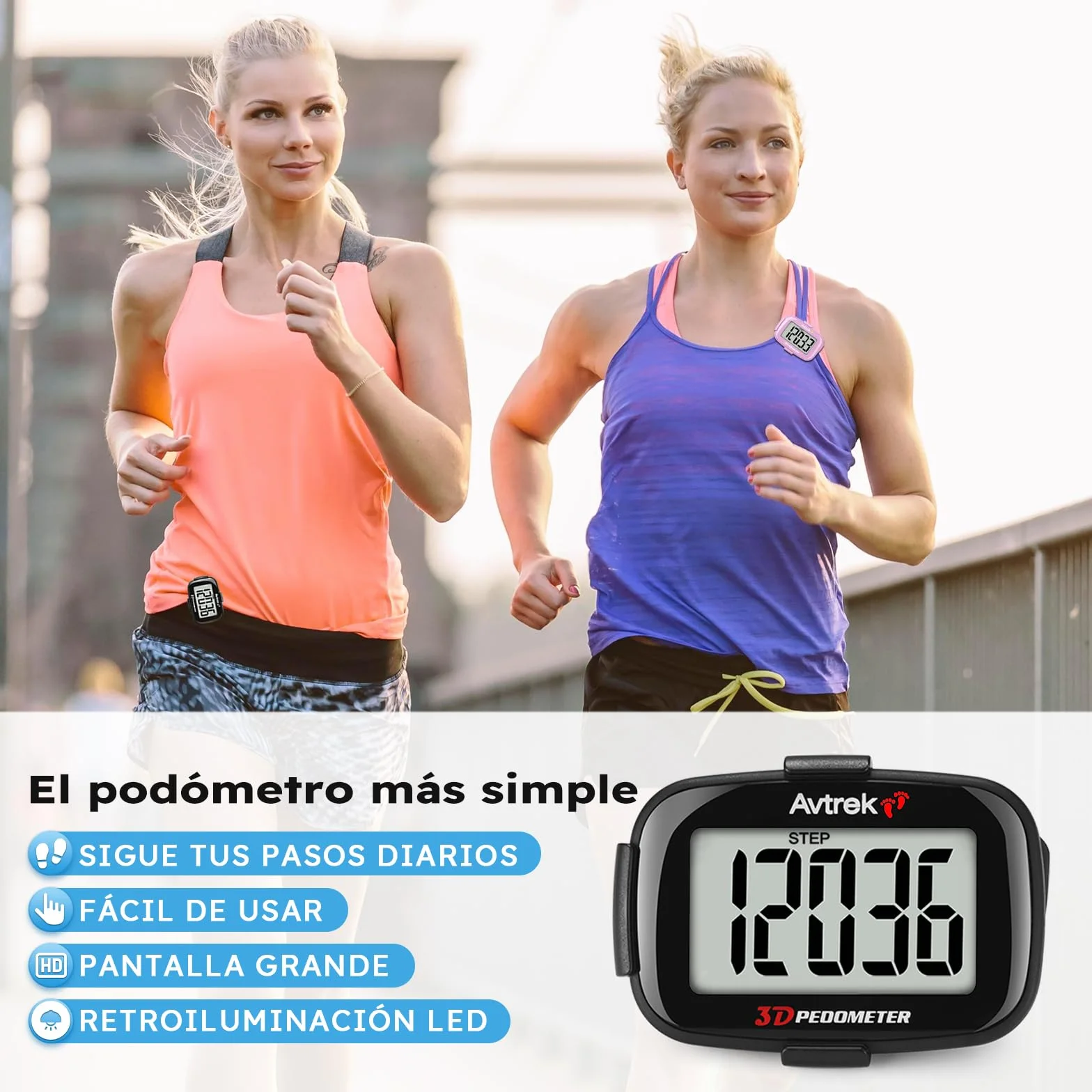 AVTREK Podomètre 3D Mini podomètre sans application sans Bluetooth pour marcher ou courir randonnée