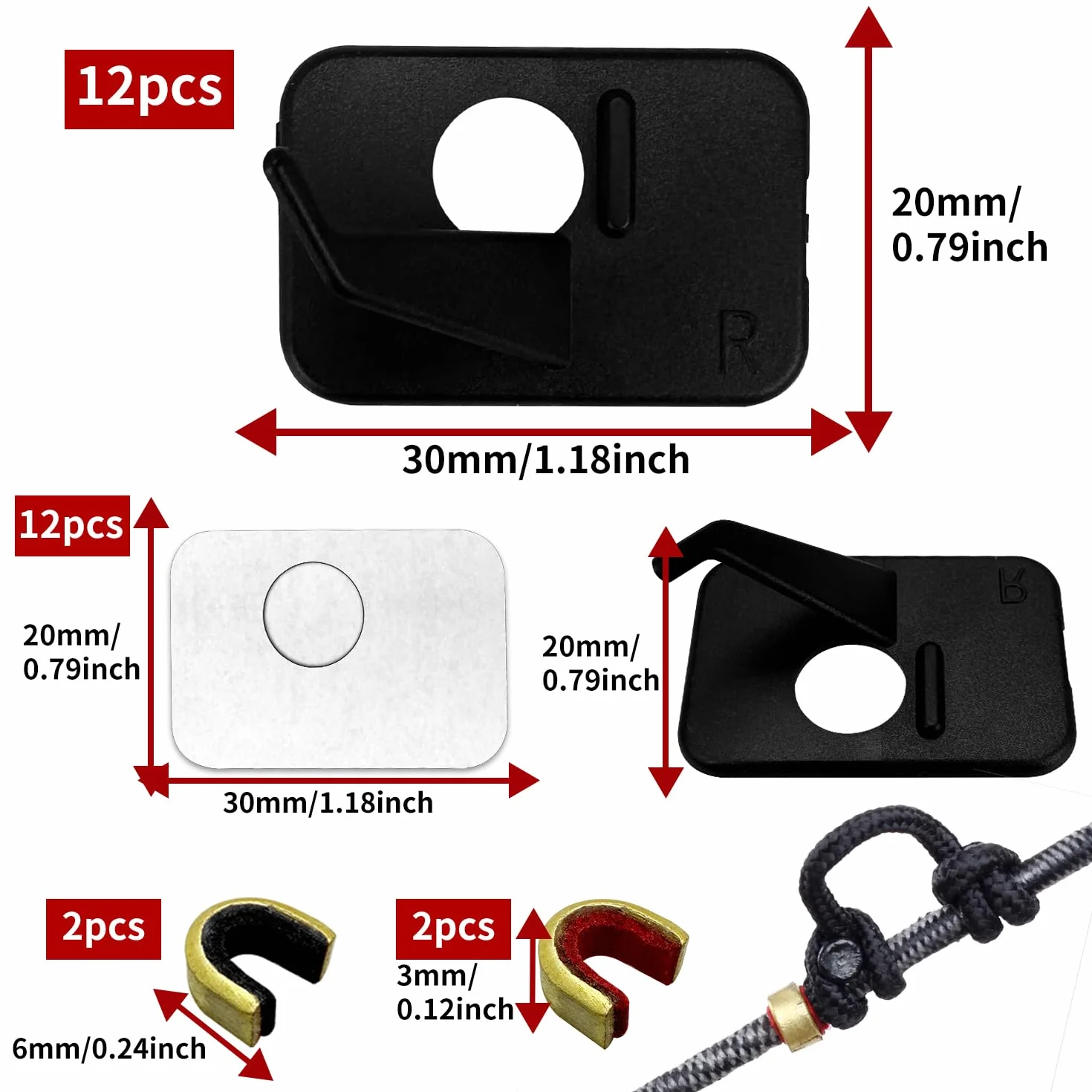 Tir à l'arc Repos avec Flèche Repose-Flèche en Plastique Noir Accessoire Main Droite 12 Pièces