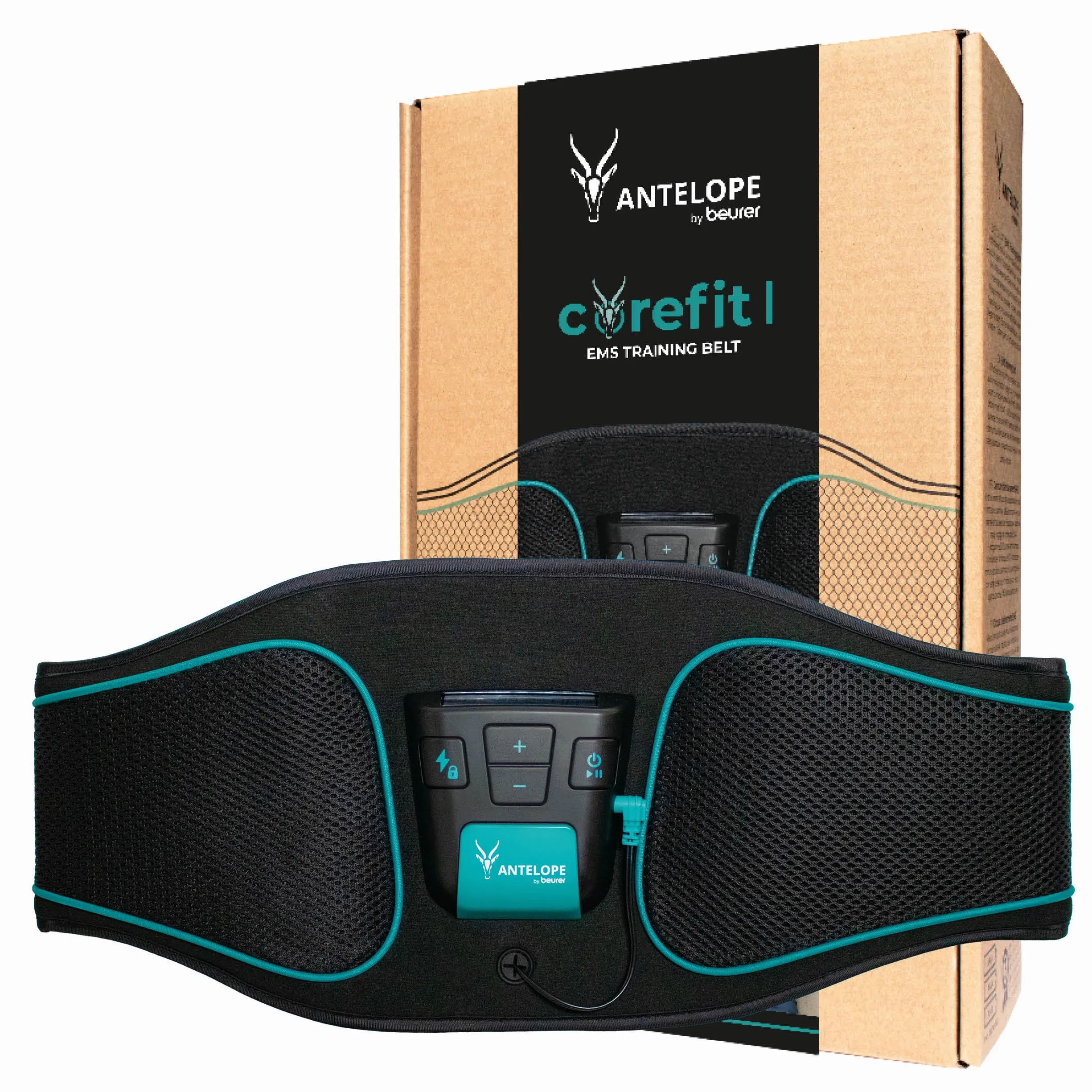 Beurer Corefit I Ceinture d'entraînement EMS, stimulation musculaire abdominale, 9 programmes, 4 électrodes