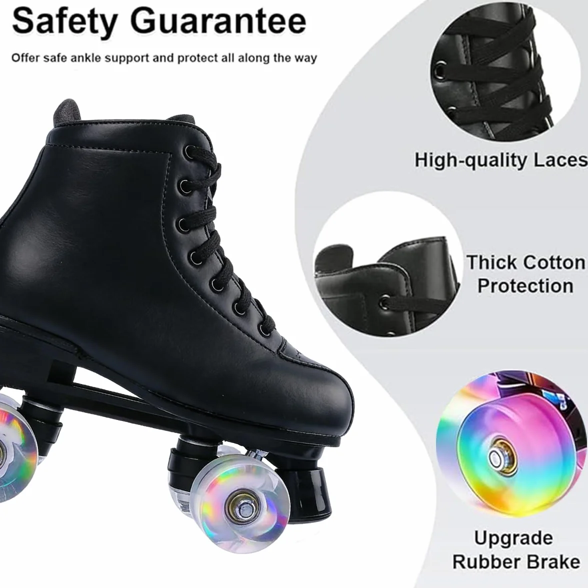 ERNAN Patins à roulettes 4 Roues, Rollers parallèles Lumineux, Taille 35-43 pour Adultes Enfants Débutants