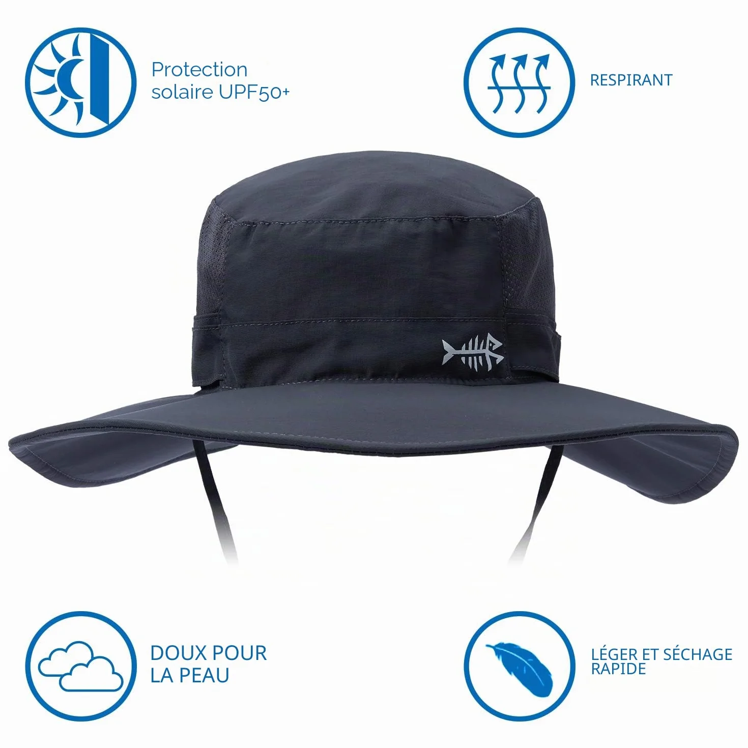Bassdash Chapeau de Protection Solaire Boonie UPF 50+ Pêche