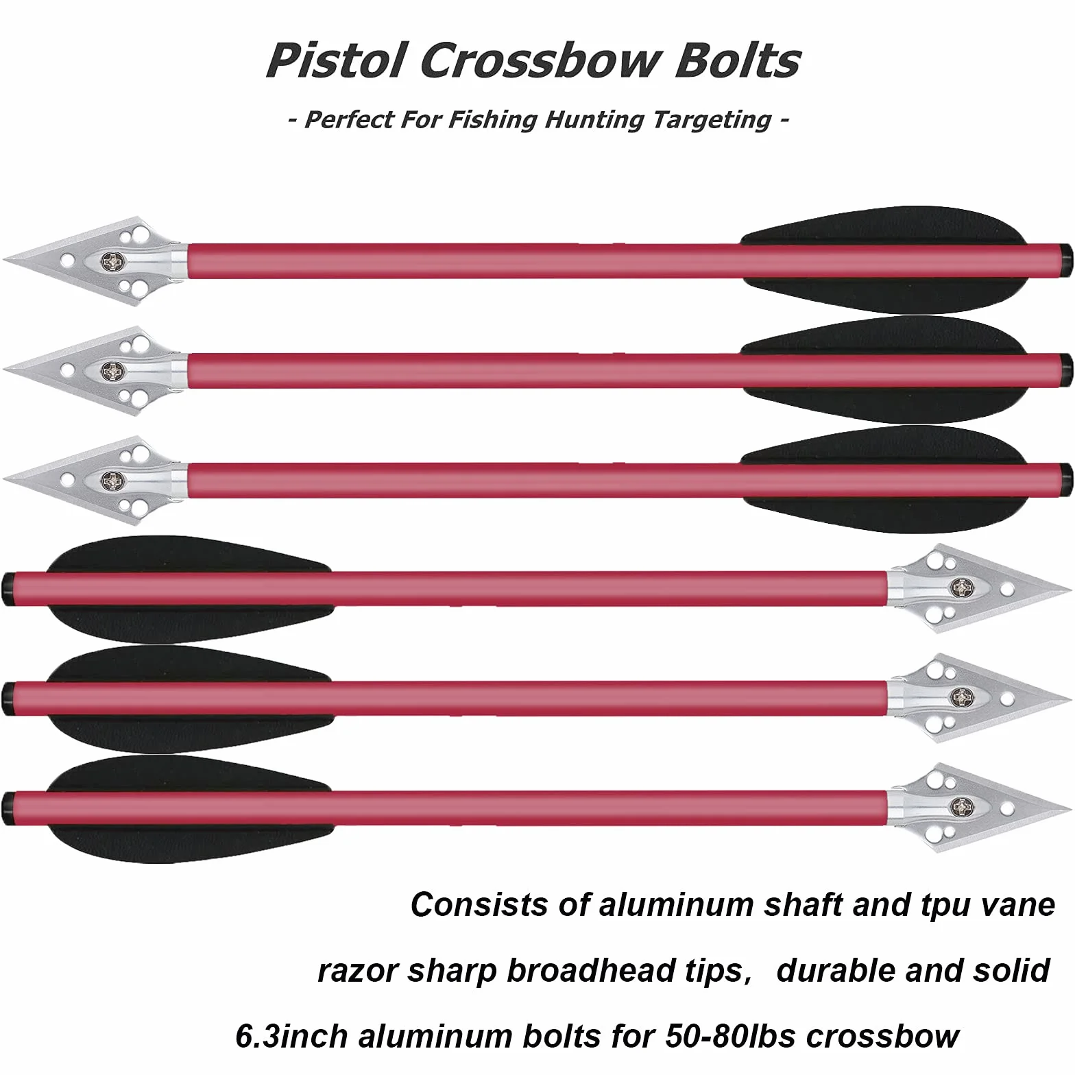 Arbalète Pistolet Aluminium 6.3" Flèches de Chasse avec Pointes