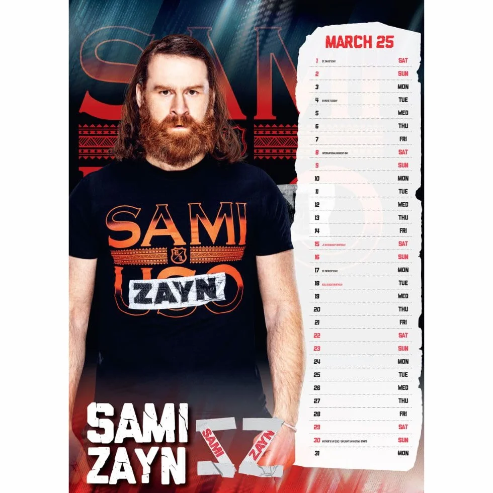 WWE Men A3 Calendar 2025