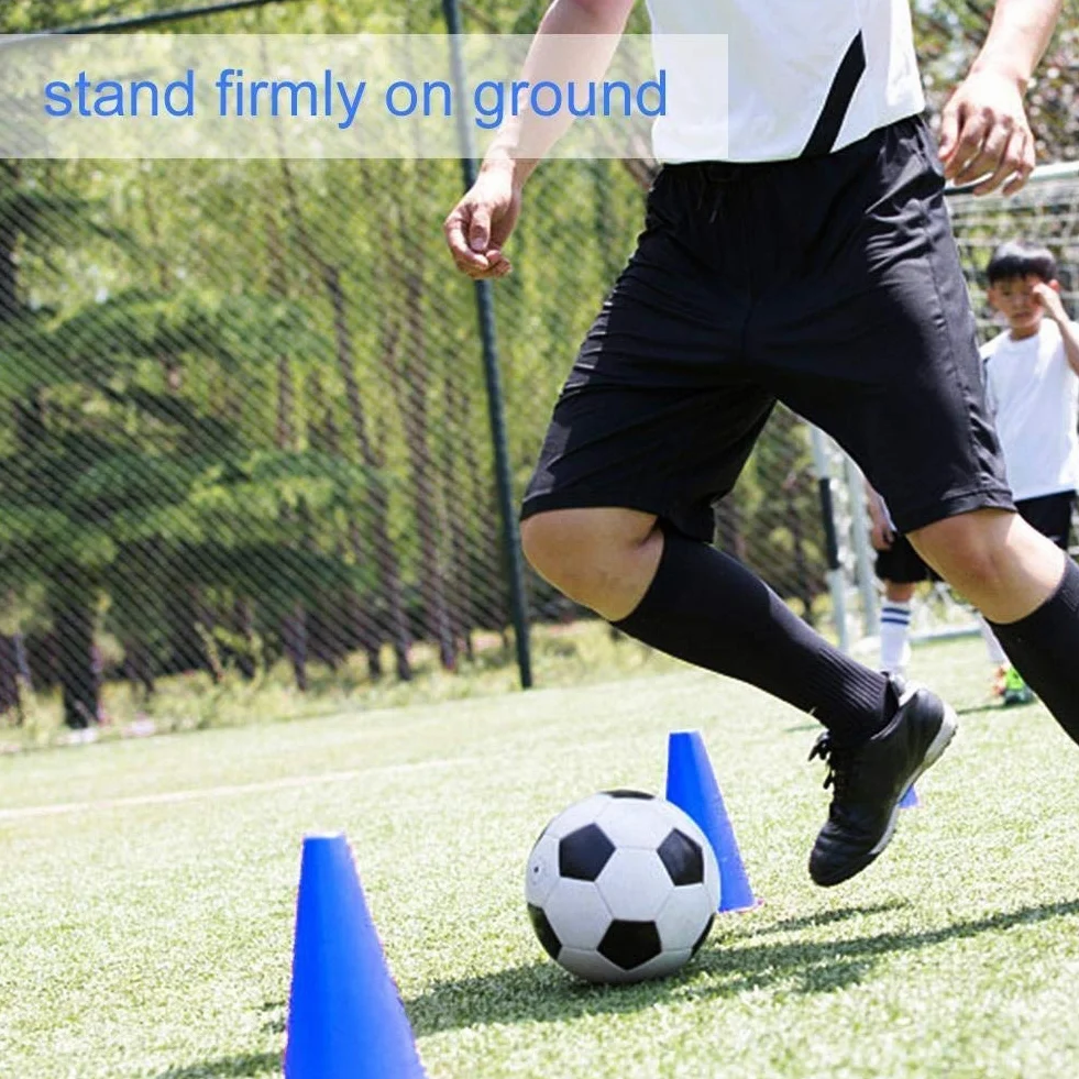 Broco 10pcs Football Cône en Plastique Porte-barrières Marqueur Bleu