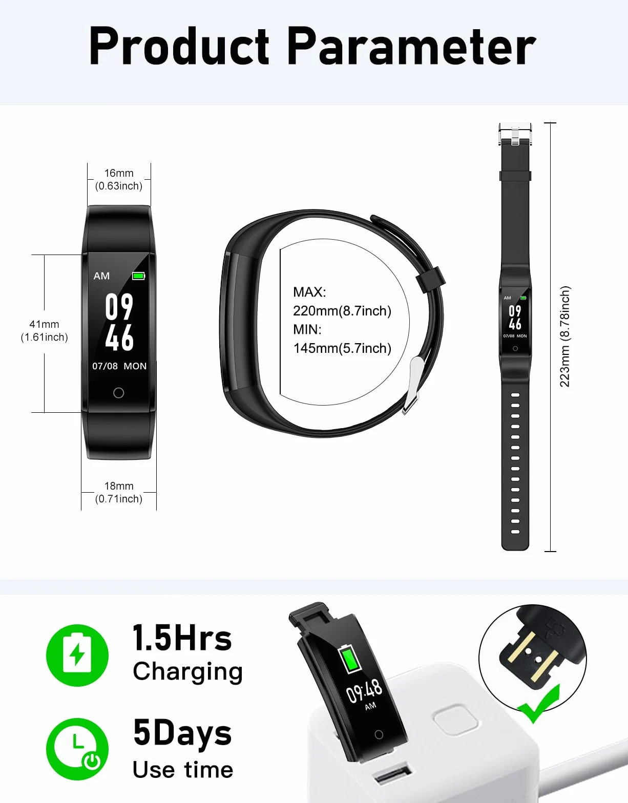 GRV Montre Podometre Etanche IP68 Compteur de Pas Calories Distance pour Femme Homme Enfant