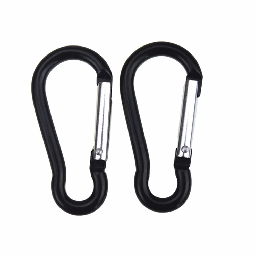 Mini Mousqueton Porte-clés en Alliage d'aluminium Noir 100 Pièces pour Camping Randonnée Pêche
