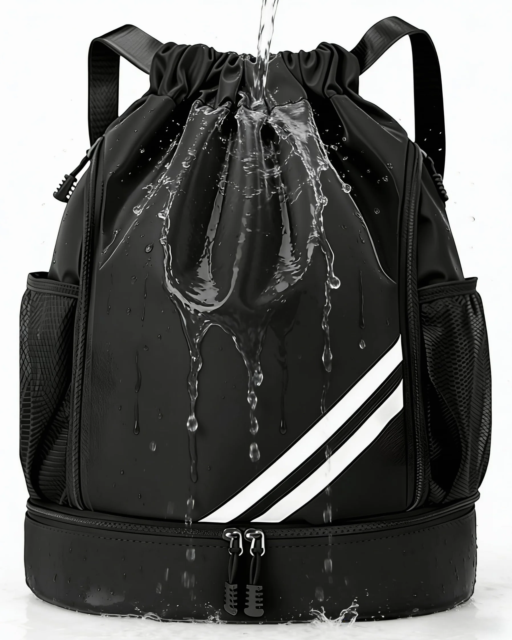 Sac Piscine Étanche Homme Femme, Sac à Dos Sport Compartiment Chaussures Pliable Poches