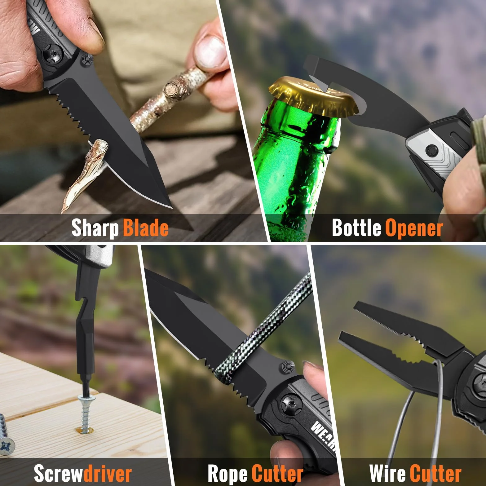 Couteau de Survie Pliant Multifonction 13 en 1, Couteau Suisse de Poche pour Camping Randonnée Outdoor