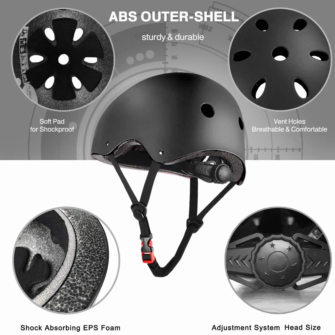 Casque de Protections 6 pièces BMX Pads Genouillères Coude Protège-Poignets pour Patin Vélo Skateboard