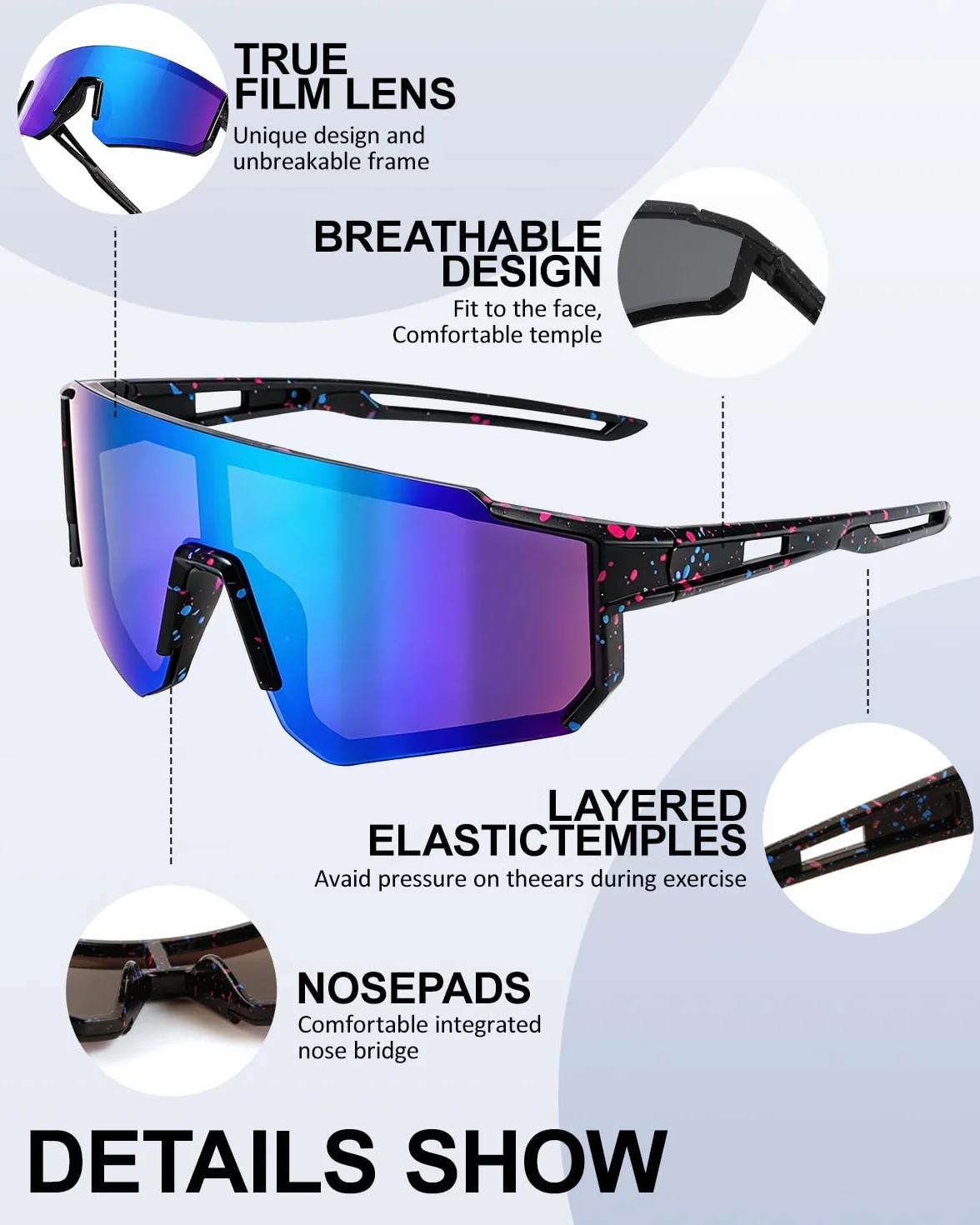 Lunettes de Cyclisme Enfant UV900 Polarisées 5 Pièces