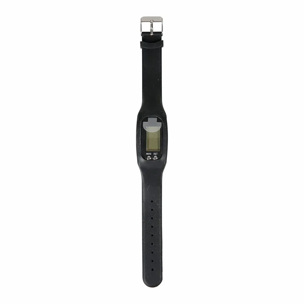 UPFIT Montre podomètre Ecran LCD Couleur Noire Indique heure distance calories pas Bracelet Silicone