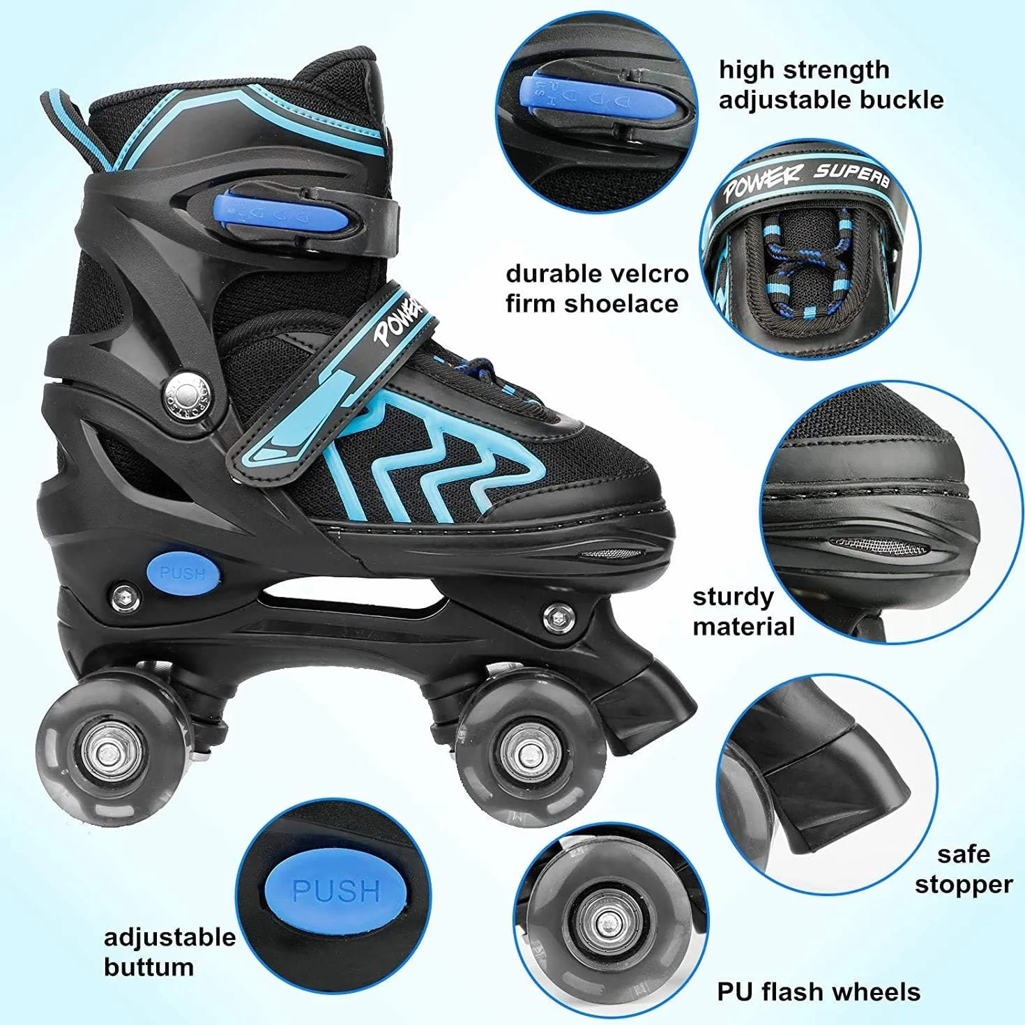 Patins à roulettes réglables pour Enfants Roues Lumineux Rollers en Ligne Quad Filles Garçon Débutants