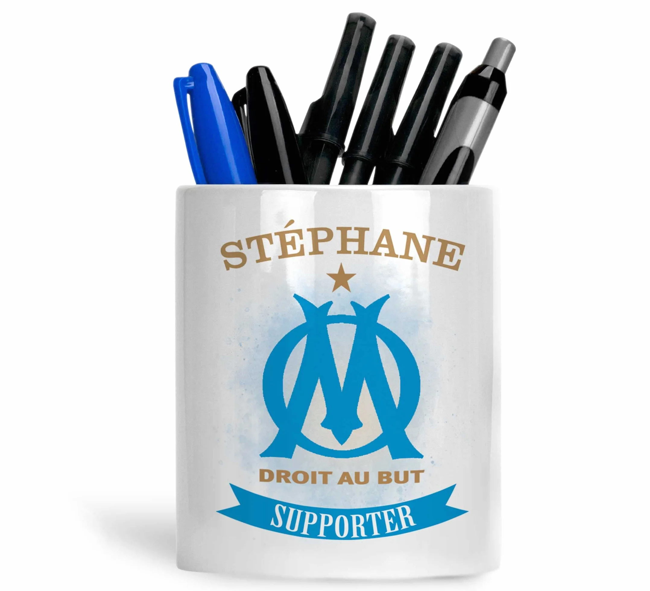 Pot à crayons OM personnalisé prénom - Olympique de Marseille Fan