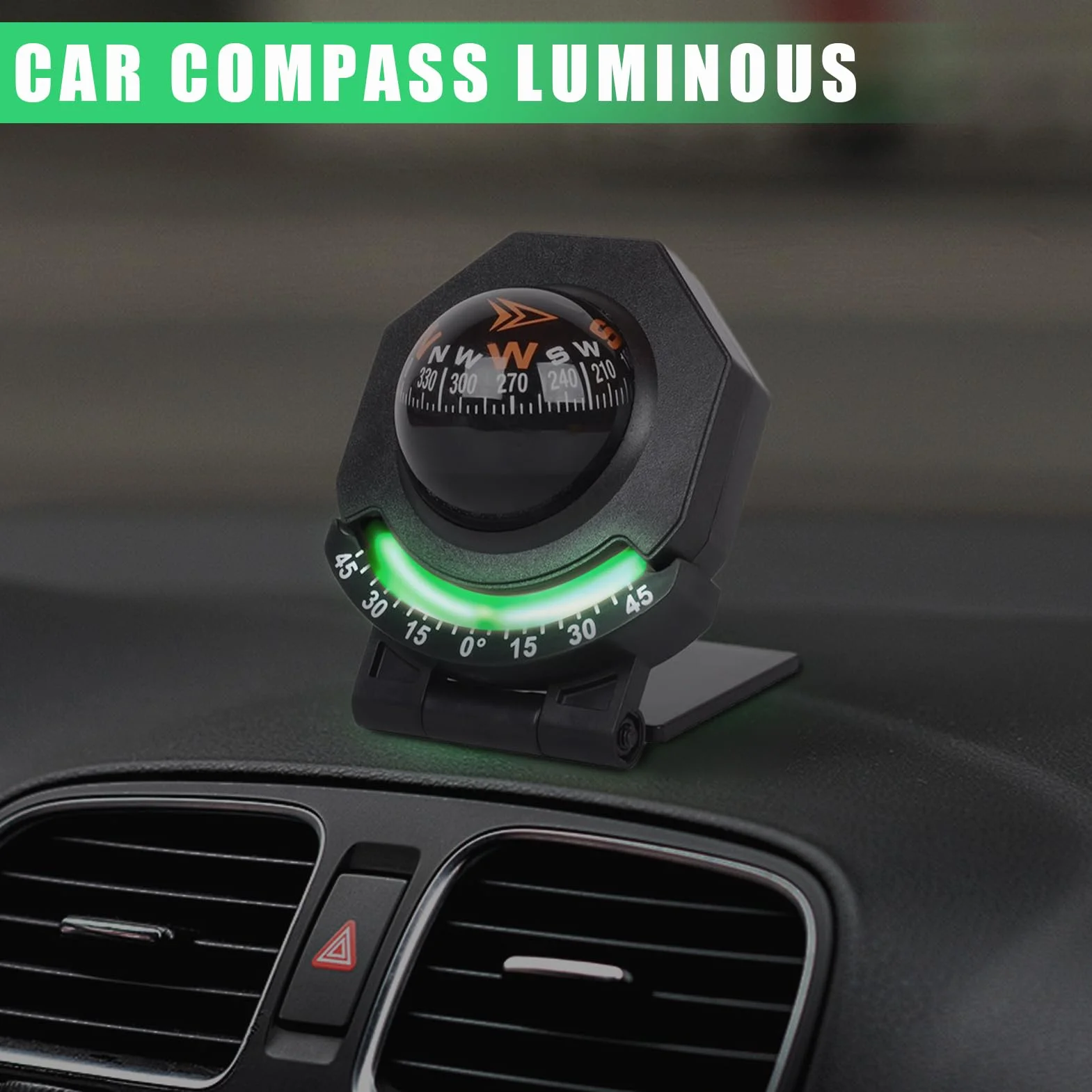Boussole de Voiture Pliable Haute Précision avec Inclinomètre, Réglable à 180 Degrés pour Bateau