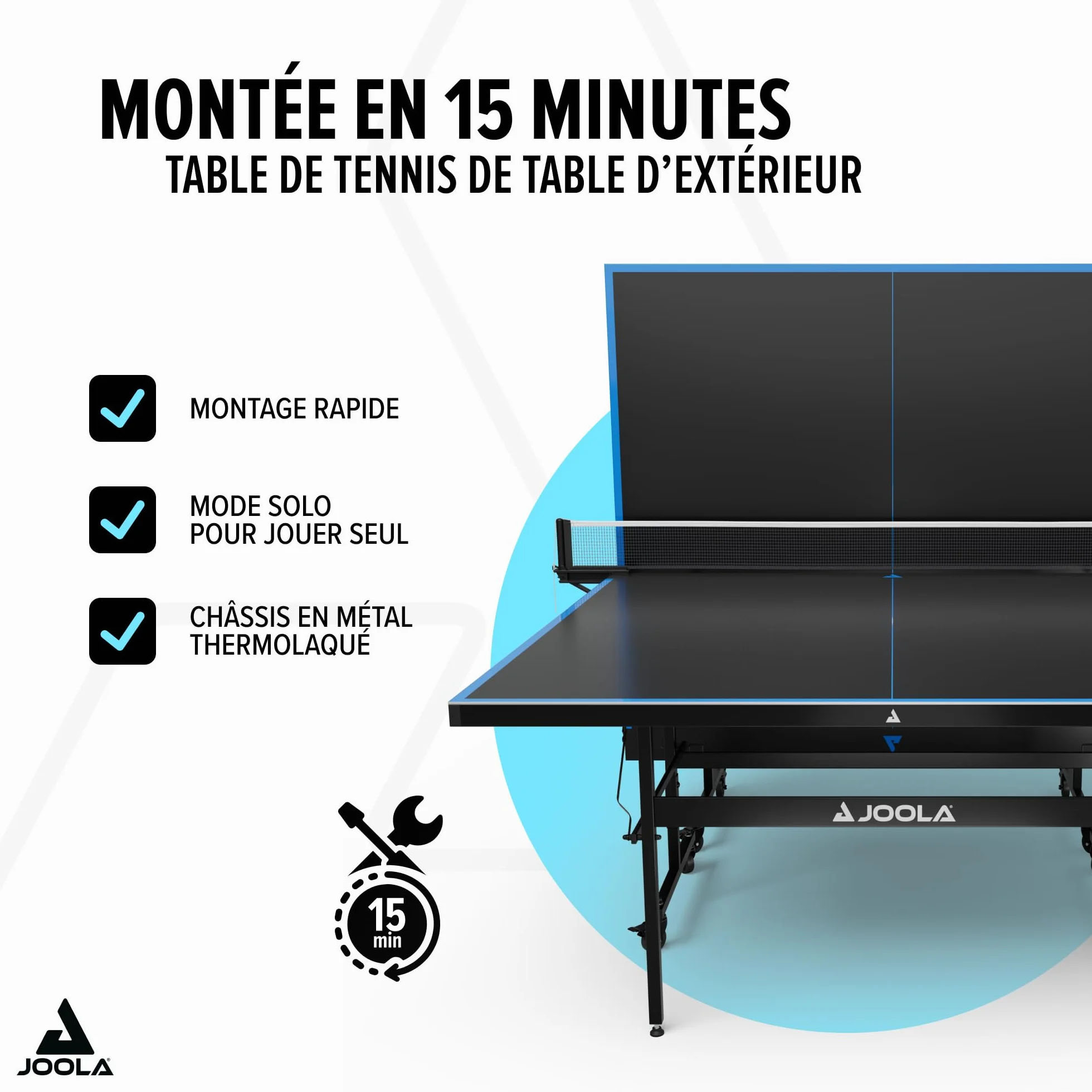 JOOLA Table de ping-Pong Professionnelle Aluminium 6 mm Surface Composite résistante aux intempéries Montage Rapide