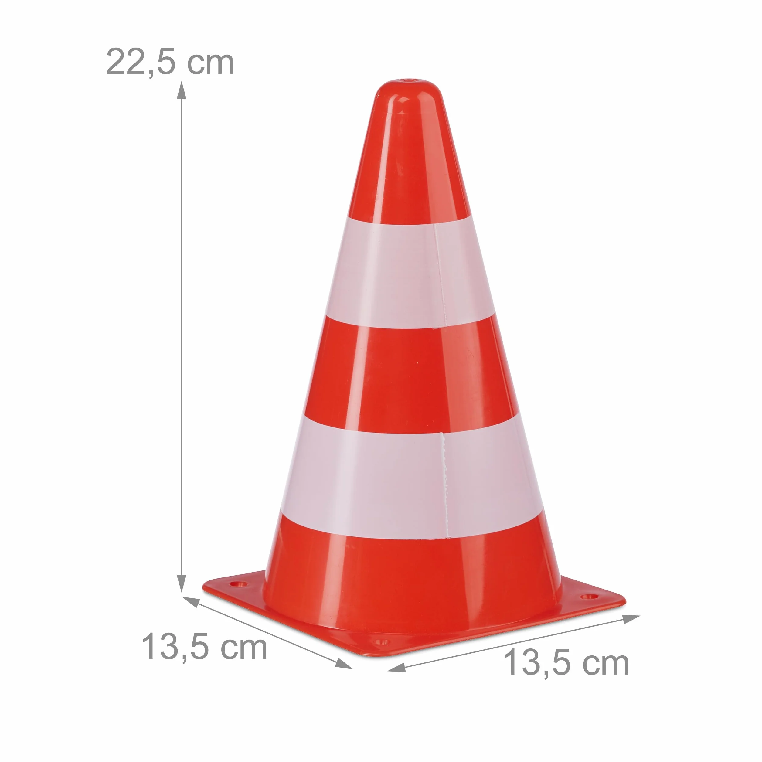 Relaxdays 10x cônes de signalisation, Plot, Sac, Ruban 50 mètres, Hauteur 22,5 cm, Orange et Blanc