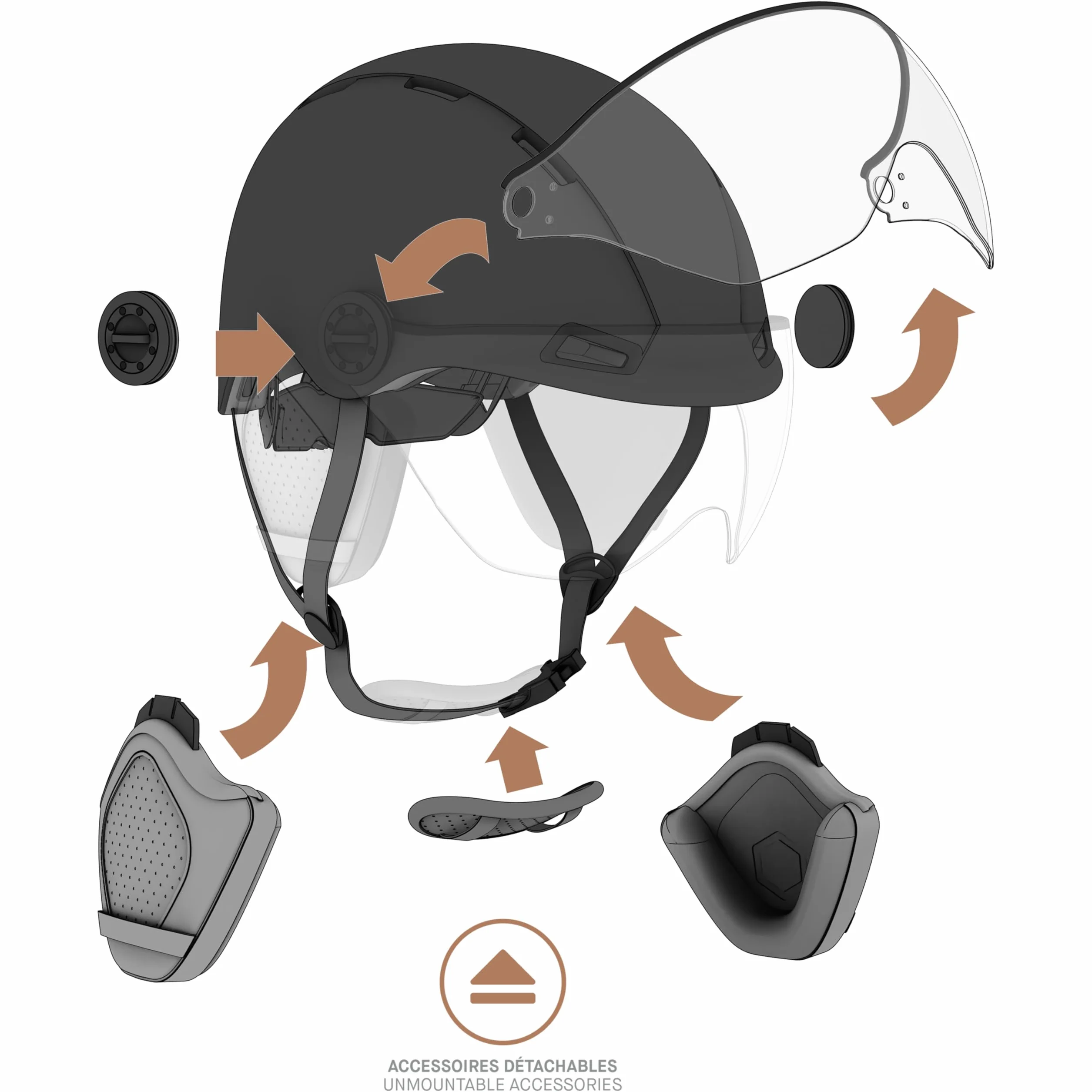 Casque Lifestyle Urbain Vélo Trottinette Électrique Visière Transparente Cache-Oreille Amovibles