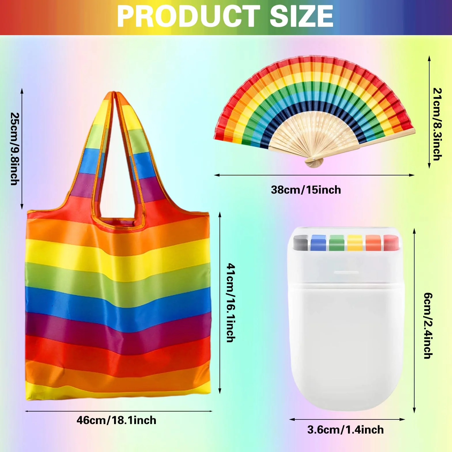 Ensemble d'accessoires de défilé du mois de la fierté LGBTQ avec peinture faciale, éventail pliable et sac réutilisable
