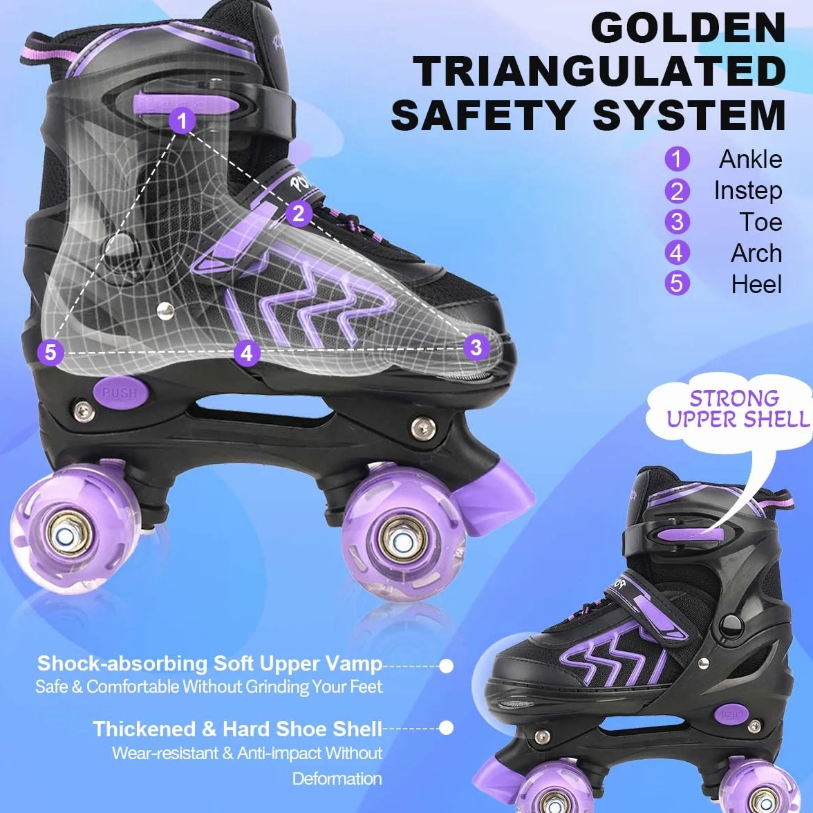 Patins à roulettes réglables pour Enfants avec Roues Lumineux Rollers Quad Filles Garçon