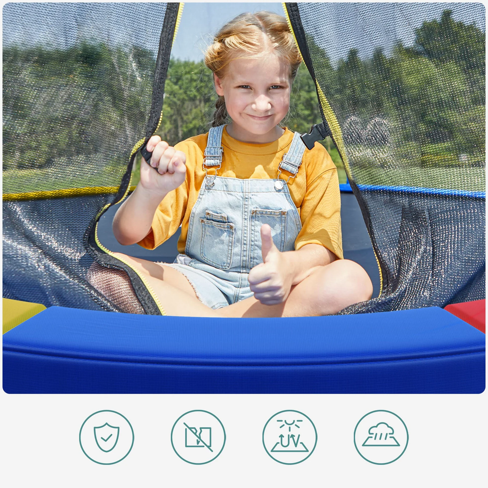 SONGMICS Coussin de Protection de Trampoline Ø 183-427 cm, Résistant aux UV, Anti-déchirure
