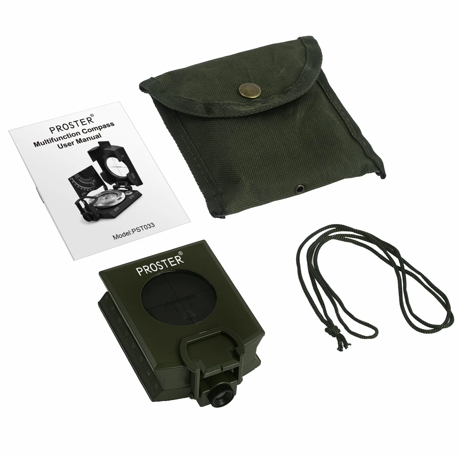 Proster Boussole de Randonnée Professionnelle avec Clinomètre – Boussole Militaire Étanche IP65 Navigation et Orientation