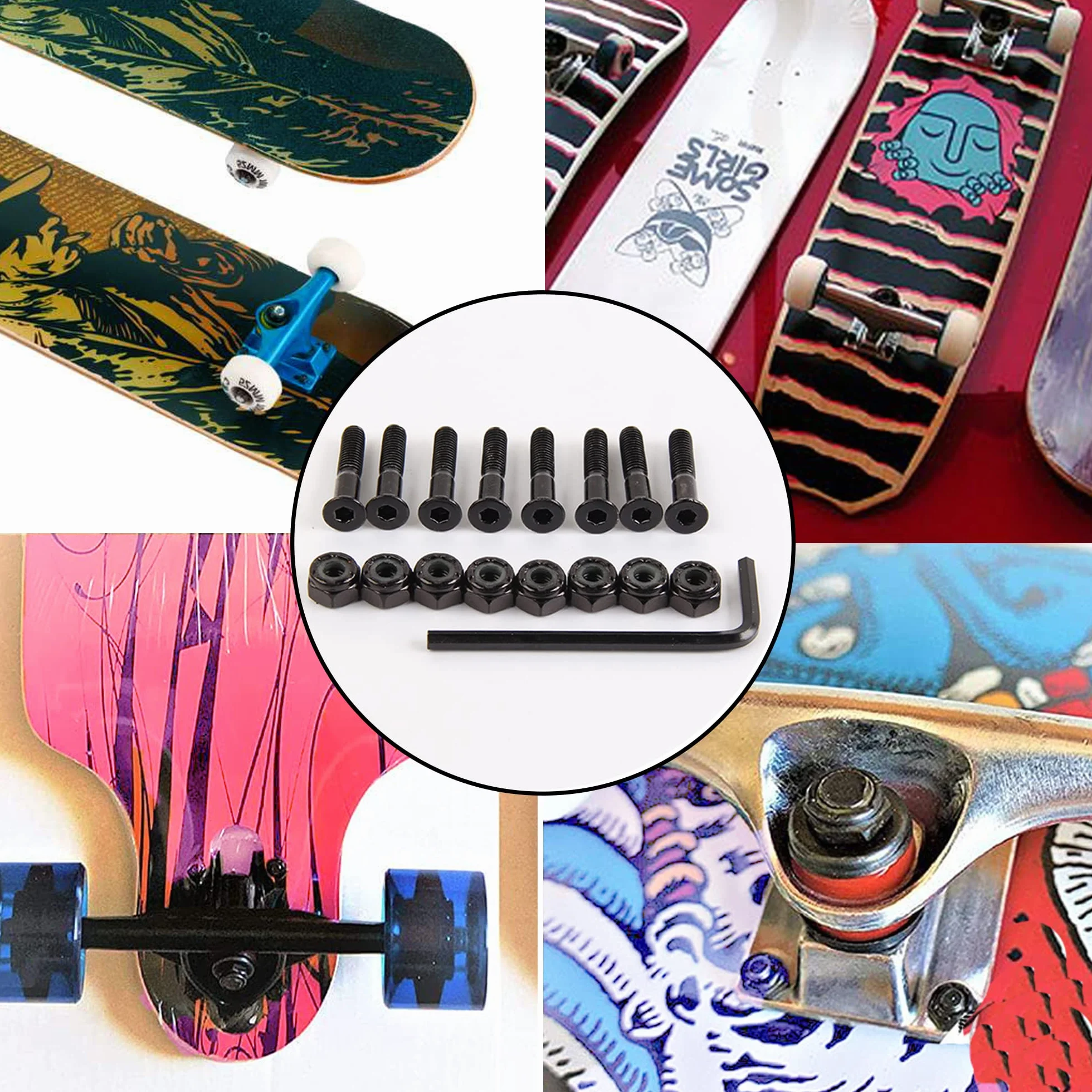 Vis de Planche à Roulettes 50mm Boulon de Fixation pour Skateboard Longboard Réparation