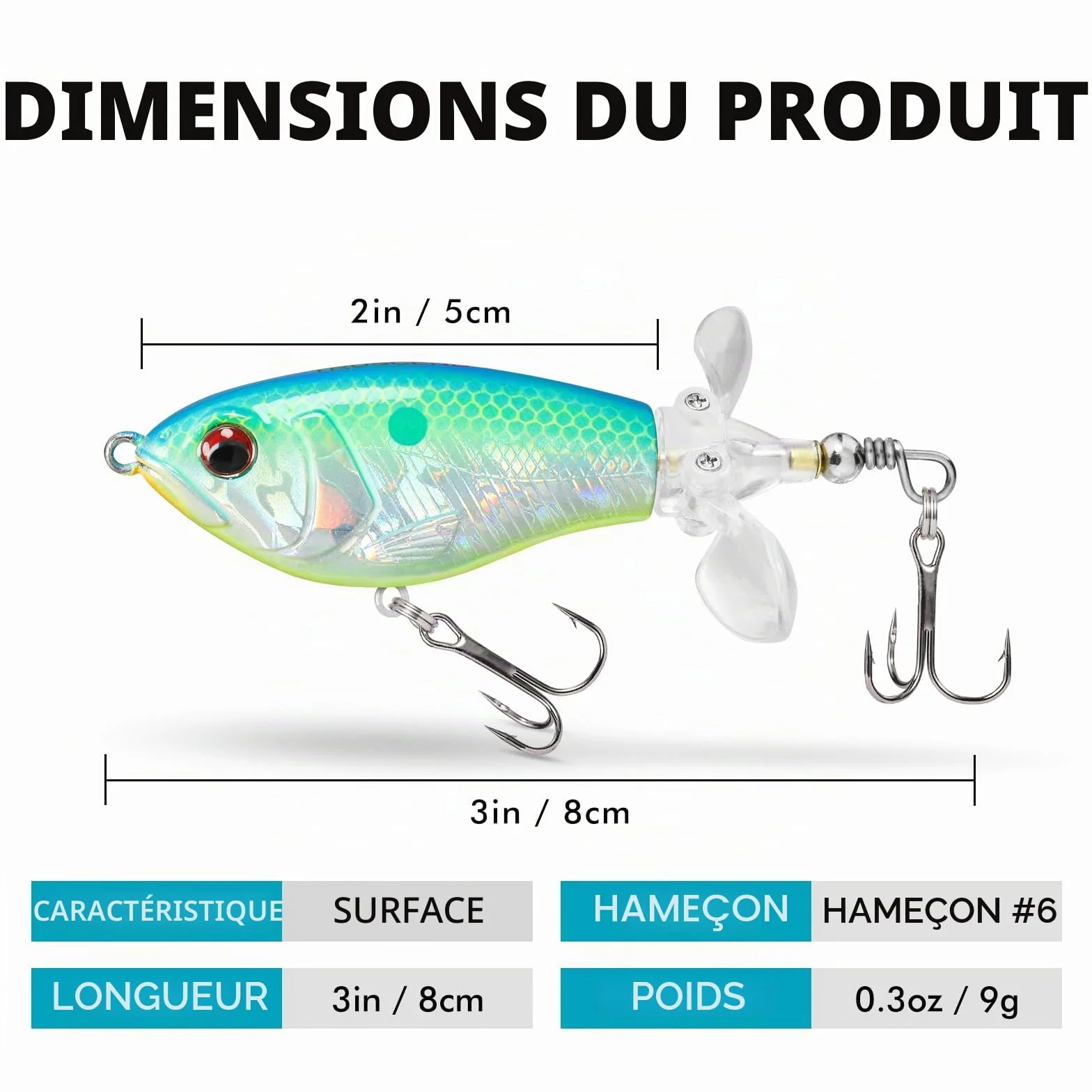 TRUSCEND Easy Catch Popobait Hameçon BKK Leurre Surface Whopper Popper Topwater Brochet Perche Truites Basse Silure