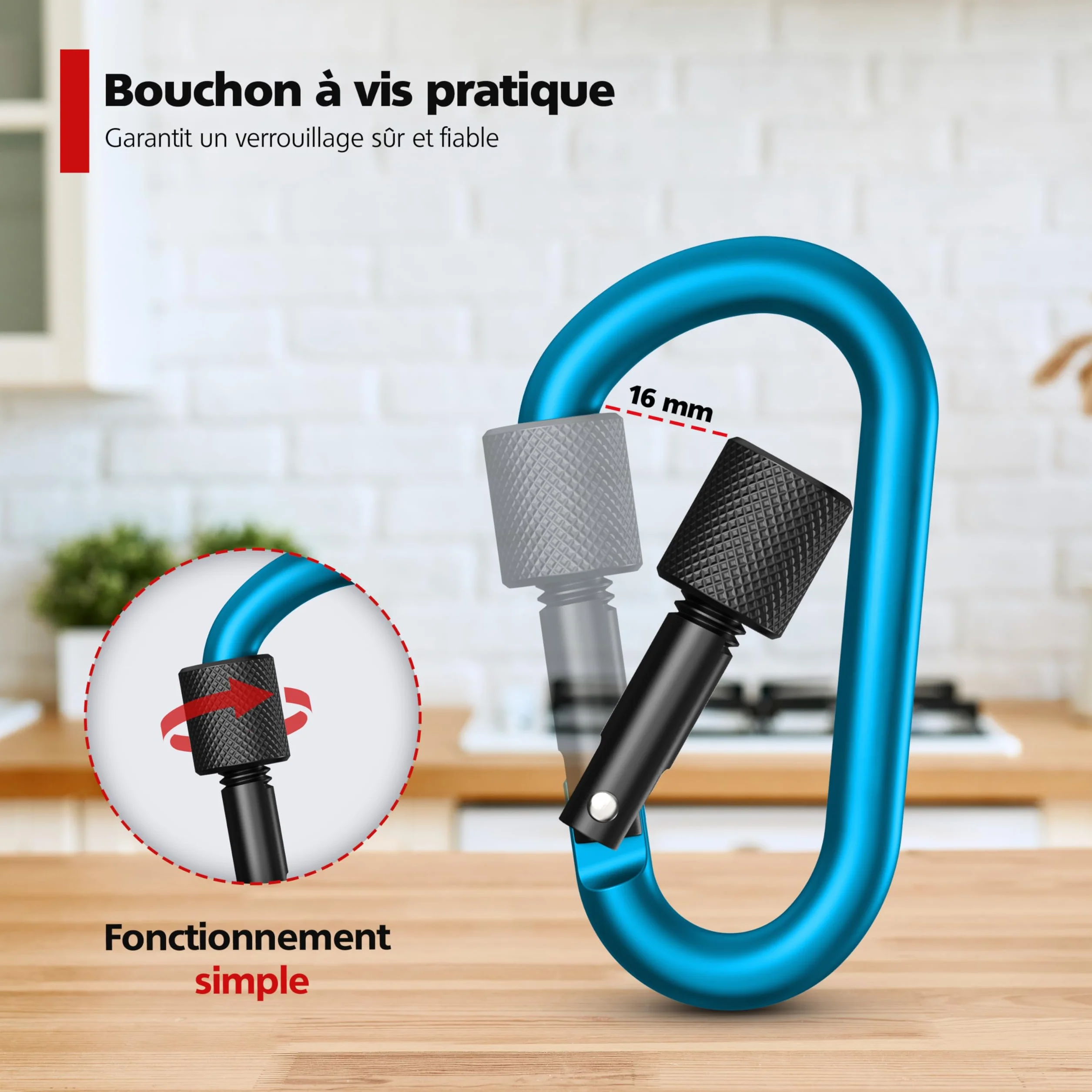 RAVN HAMAN Mousquetons de sécurité à vis 30 kg pour intérieur extérieur hamacs sacs de frappe porte-clés