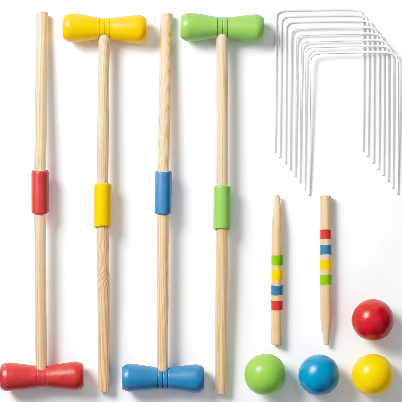Jeu de croquet en bois WOODENFUN pour 4 joueurs enfants adultes extérieur 3 ans