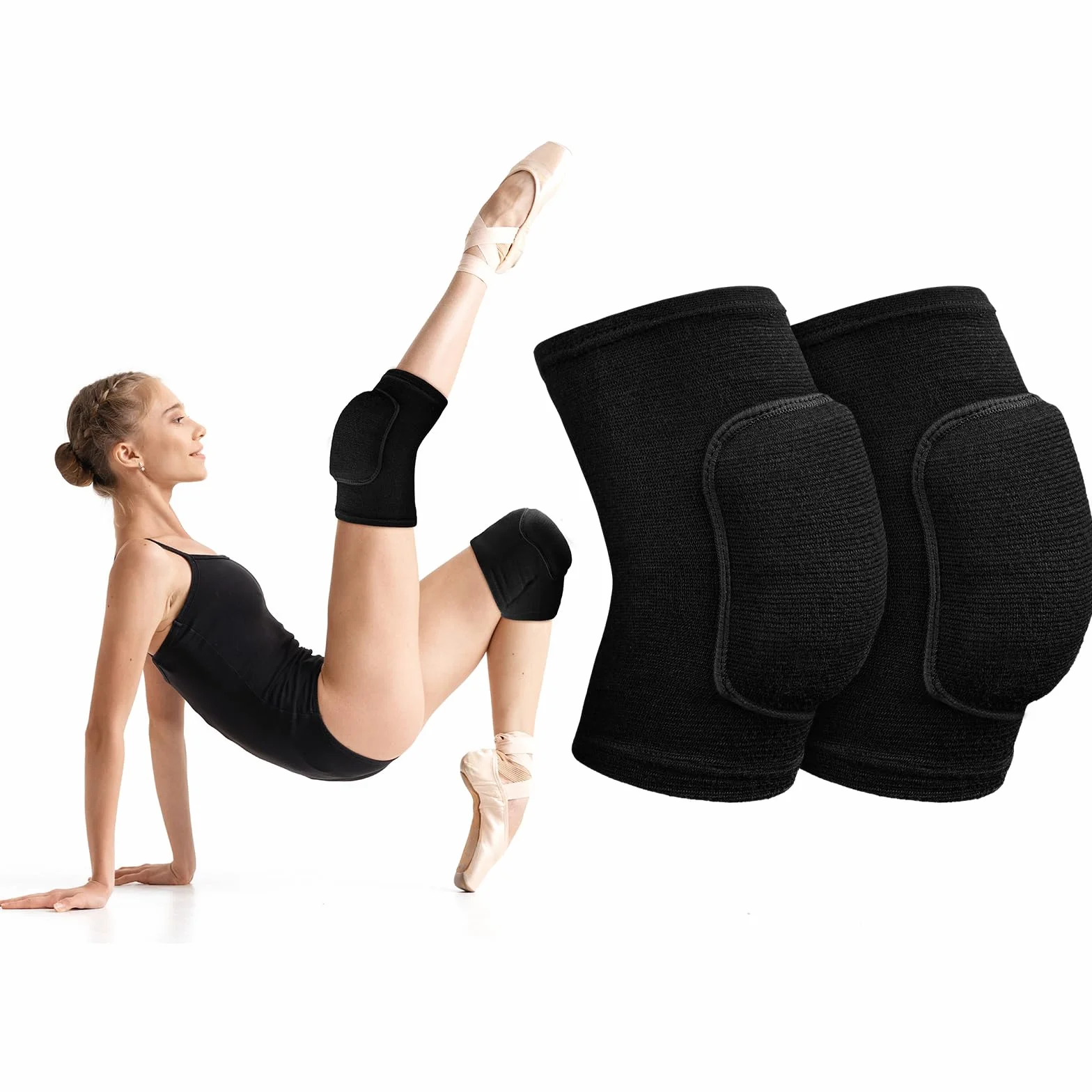 Flintronic Genouillères de Protection Sport, Épais Antidérapant pour Danse Volleyball Yoga Football, M