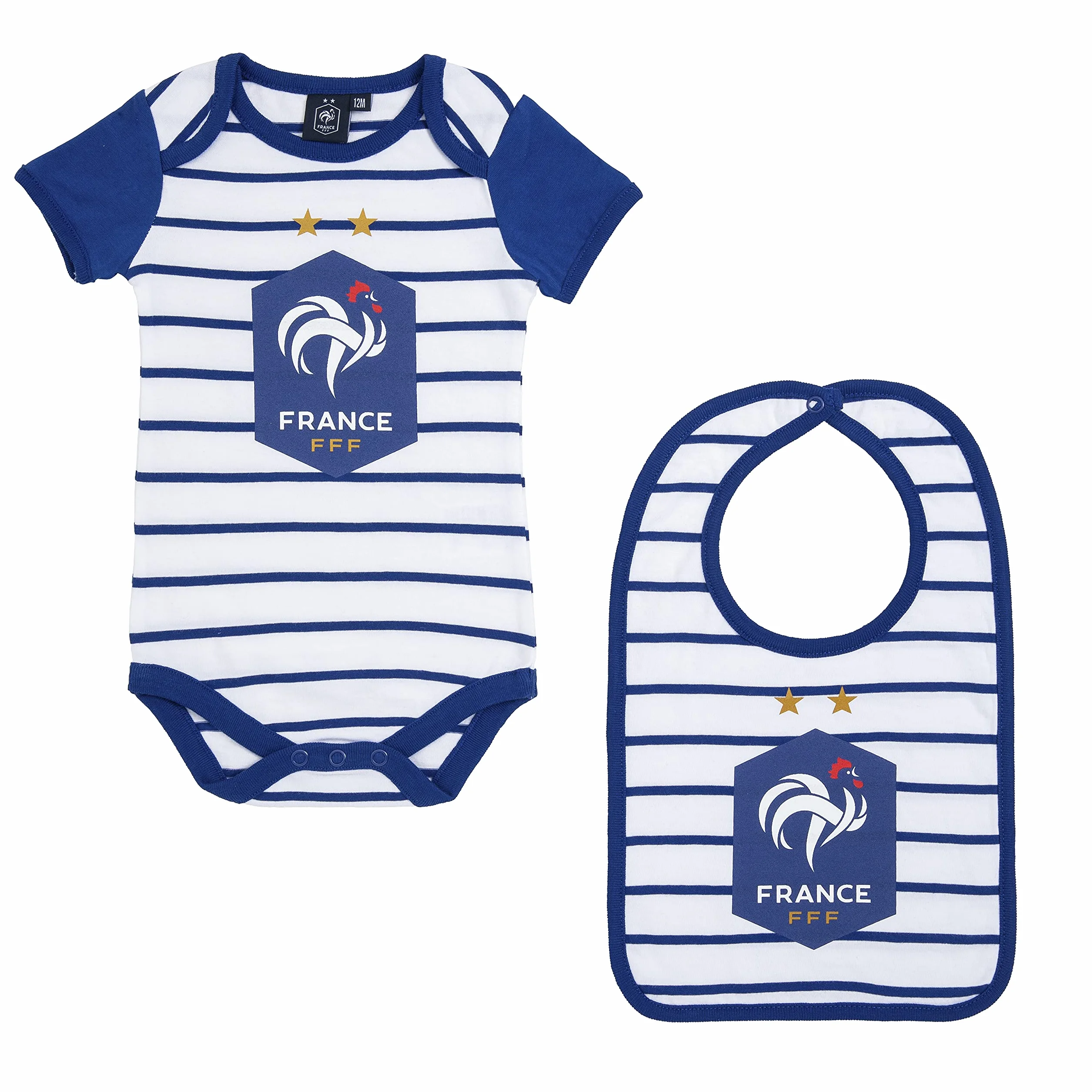 Equipe de France de Football Body + Bavoir FFF bébé marinière Collection Officielle