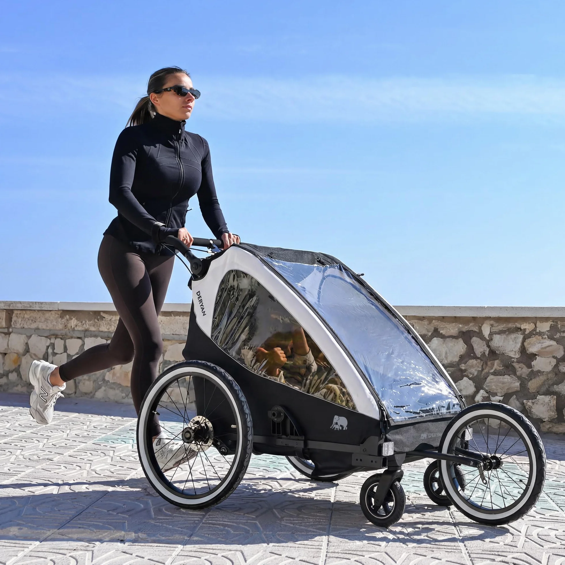 Deryan Remorque Vélo 2 Enfants 3en1 Poussette Duo
