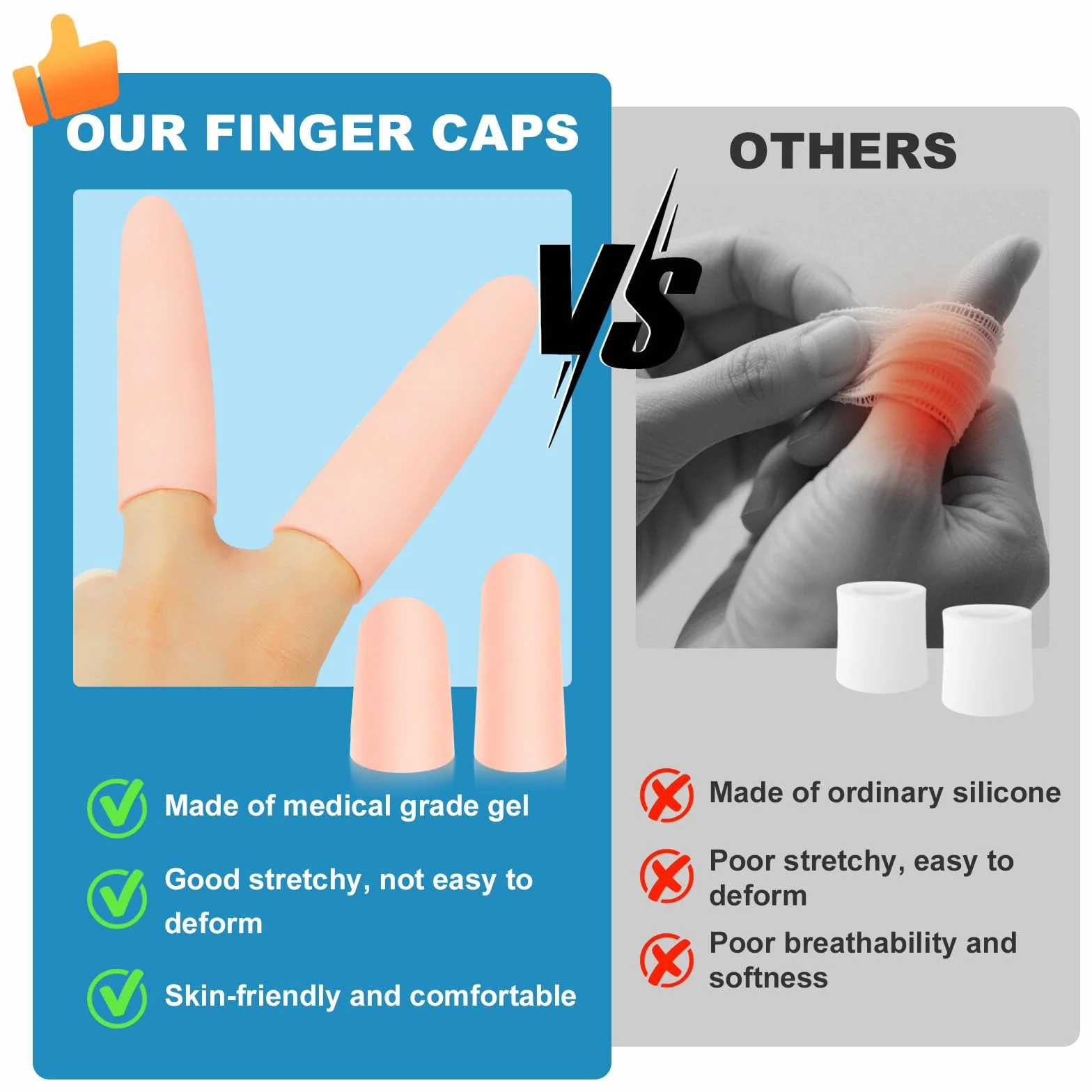 Pnrskter Protège doigt en gel - 10 PCS Protection des doigts en silicone pour arthrite, fissuration