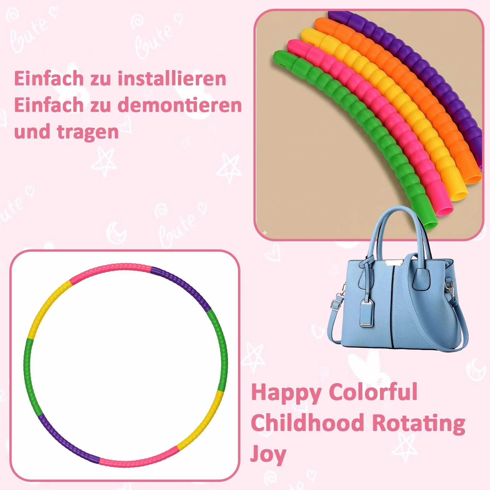 Lot de 2 cerceaux de hula hoop pour enfants 58 cm 8 segments jouet plein air