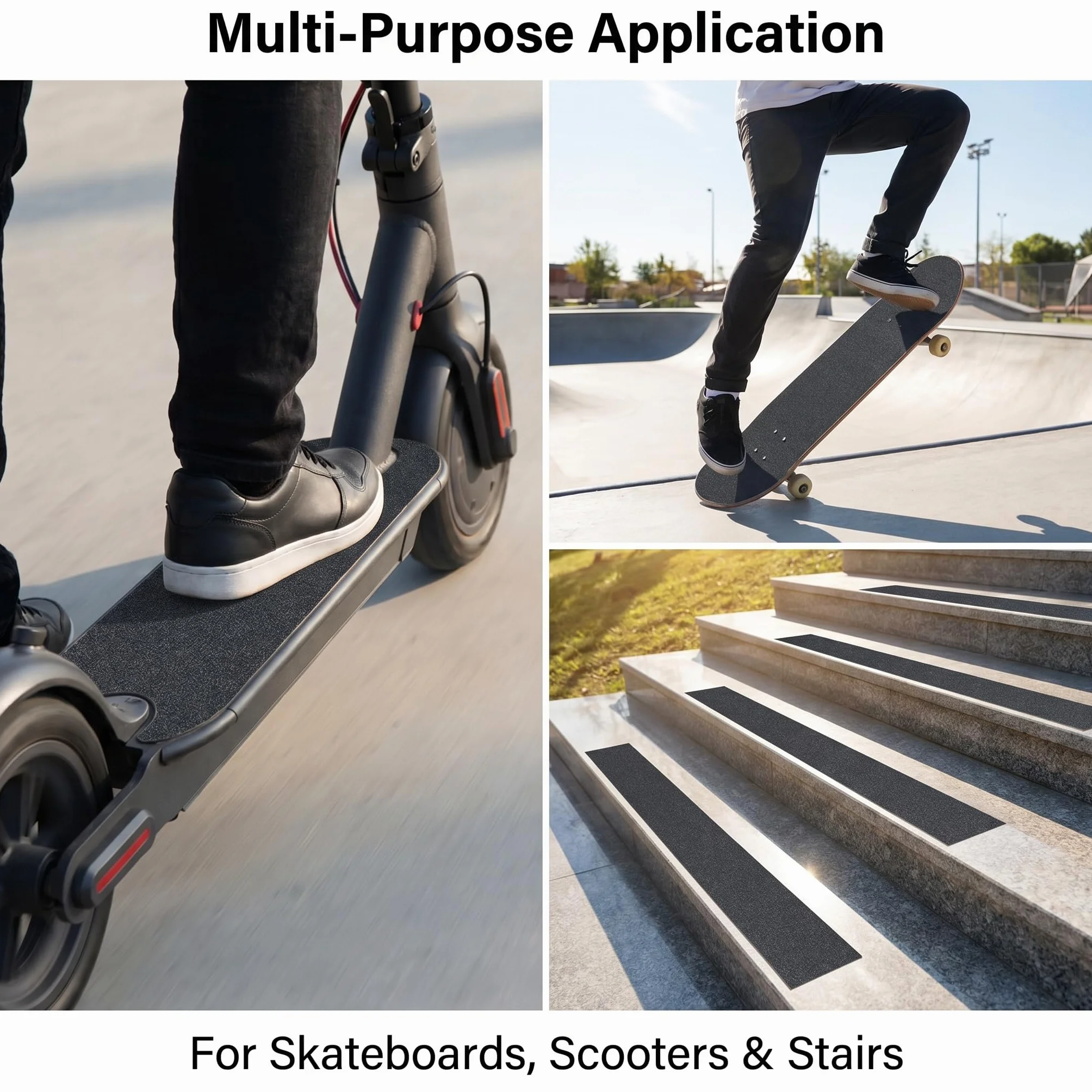Skateboard Grip Tape Sheet Ruban De Skate Noir 81 x 21cm Professionnel