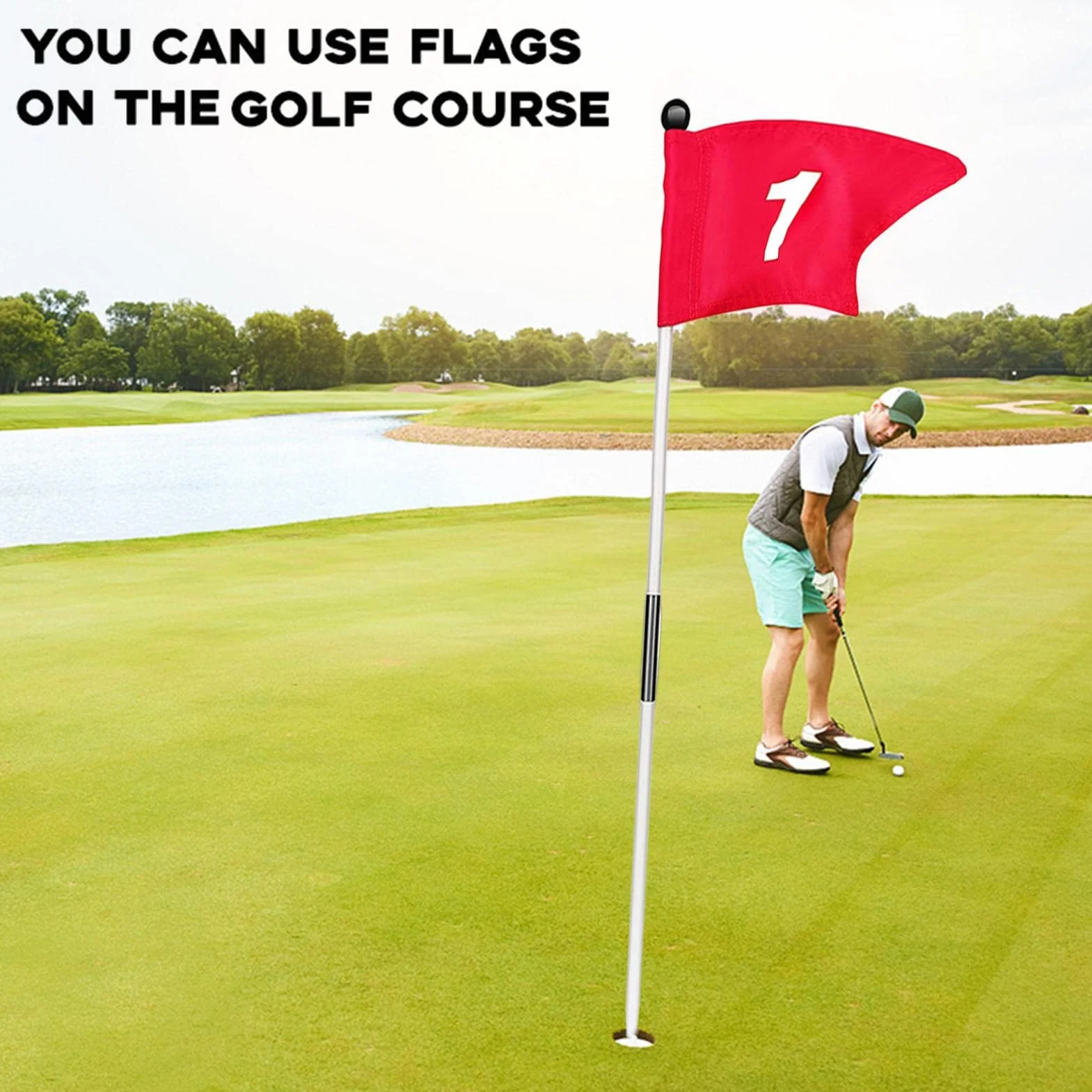 Trous Golf Drapeaux Goupille Double Face pour Cour Accessoires Golfeur Pratique Jardin Cadeau Amateurs