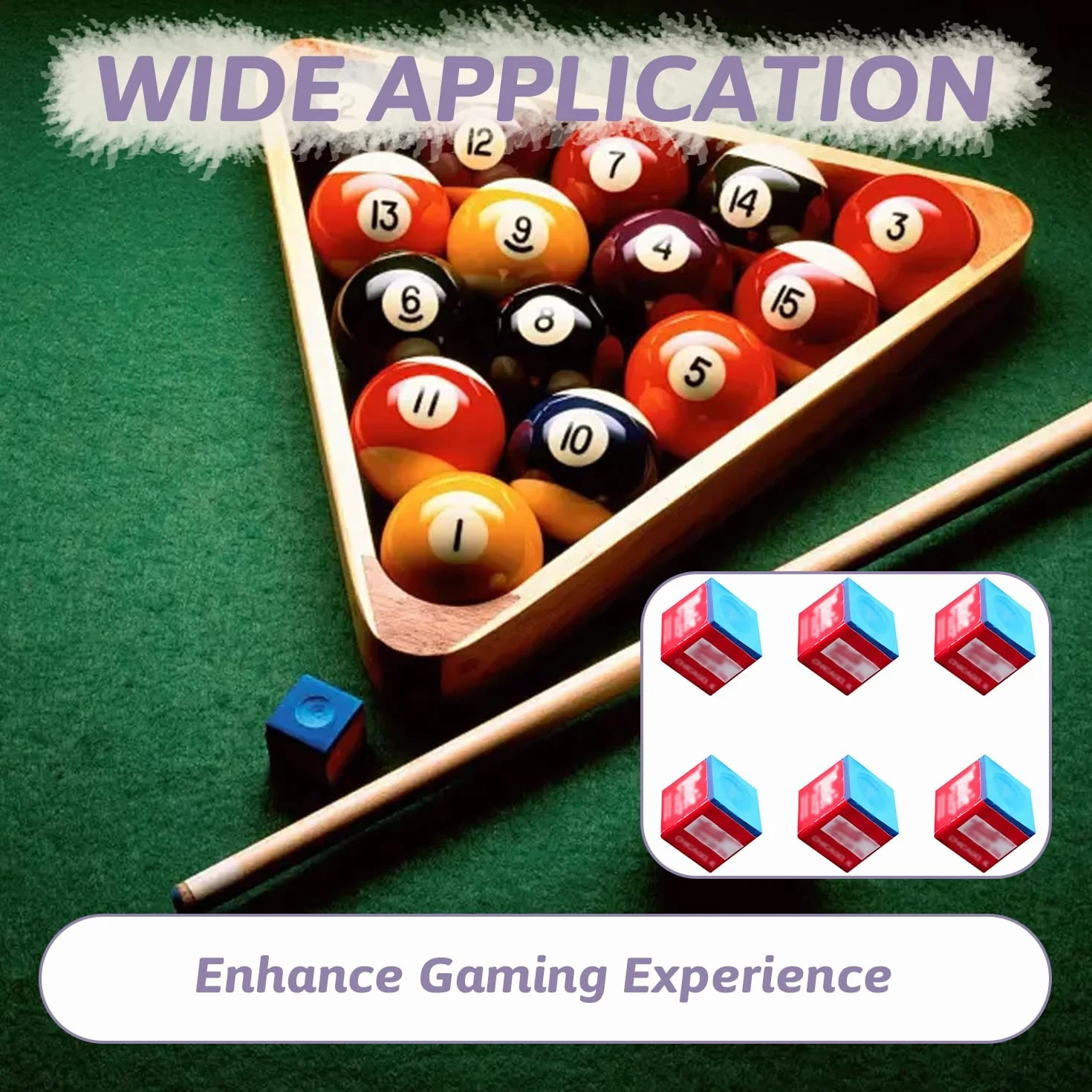 Craies de Billard Professionnelles Bleues Lot de 6 Haute Densité pour Queue de Billard Américain