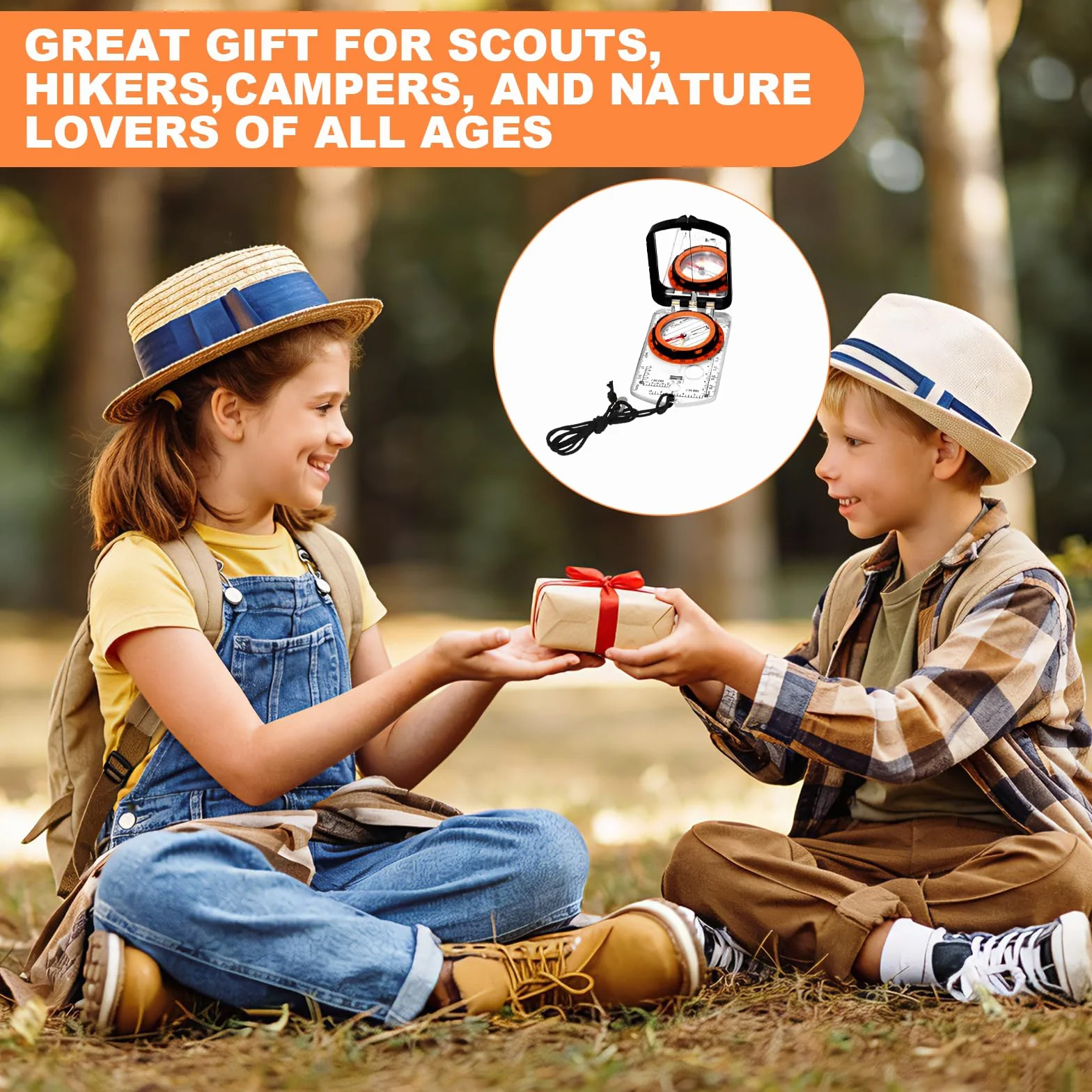 Boussole Professionnelle d'Extérieur pour Enfants avec Miroir de Vision, Étanche, Graduée, Camping, Randonnée