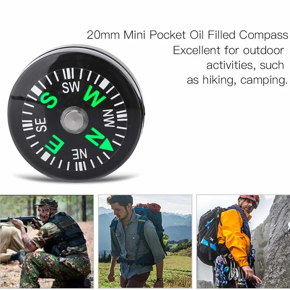 DEWIN Boussole de Poche 20mm Mini Remplie d'Huile pour Randonnée Camping
