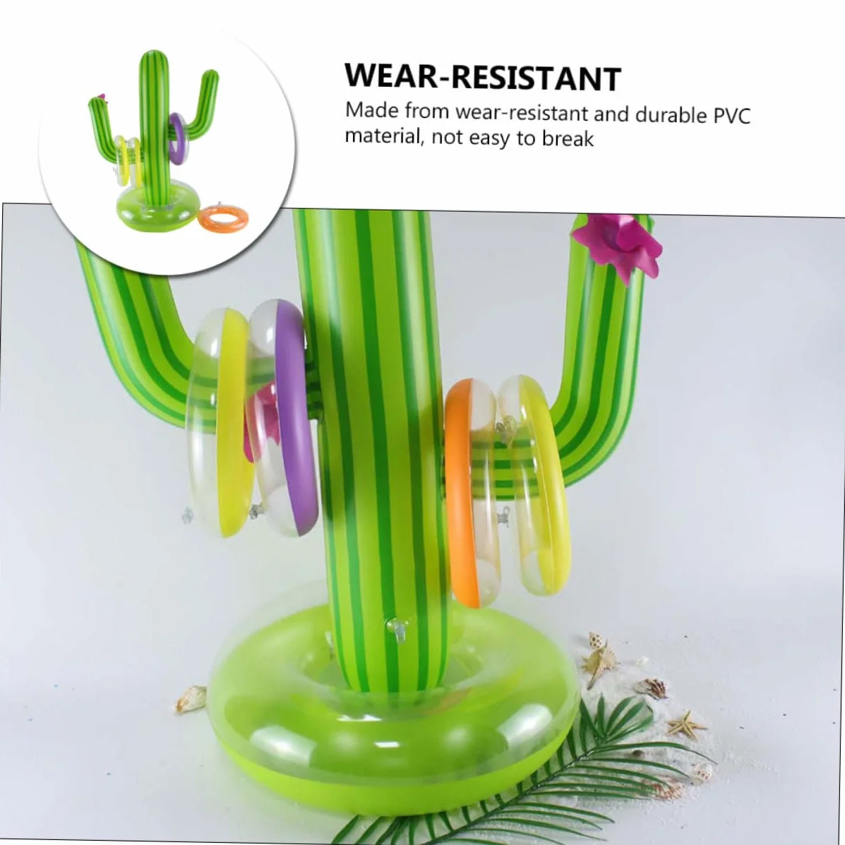 Jeu Anneaux Gonflables Cactus de Plage à Lancer Vert